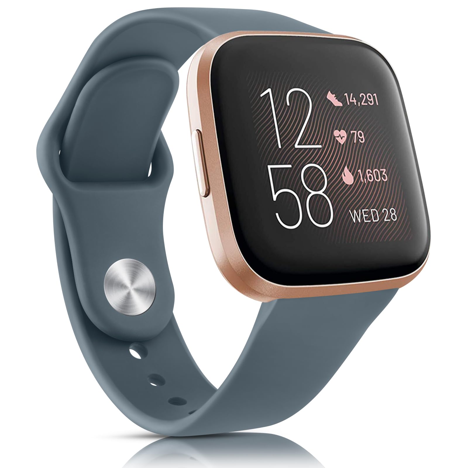 Tobfit Silicone Band for Fitbit Versa 2 Fitness Tracker, Soft Quick-Release Sport Strap for Fitbit Versa SE Fitness Tracker (Watch Not Included), Wristband with Metal Buckle for Men Women(Blue Grey)-image-49