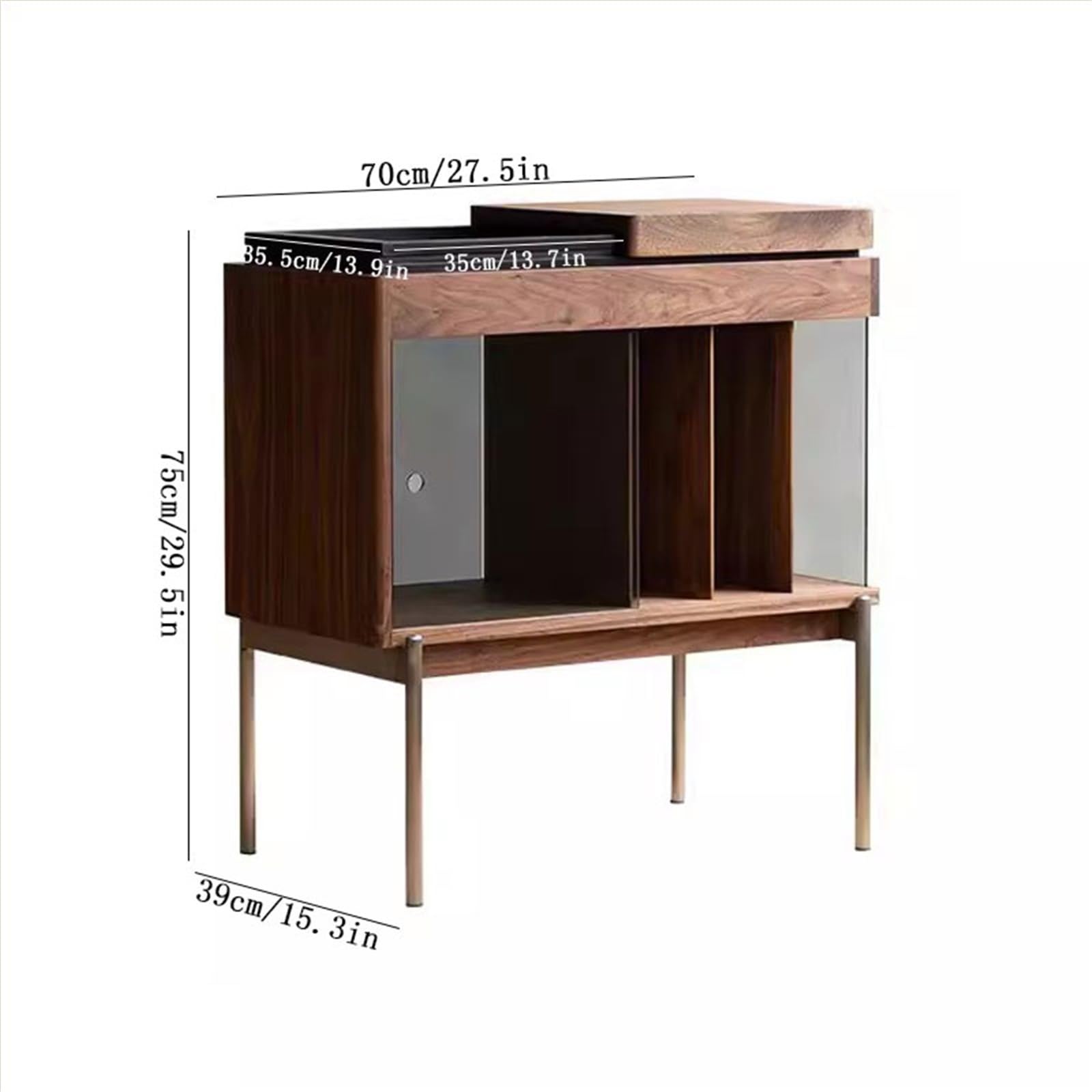 Ufficio Armadietto laterale con portadischi in vinile in legno dal minimalismo retrò Scaffale porta dischi