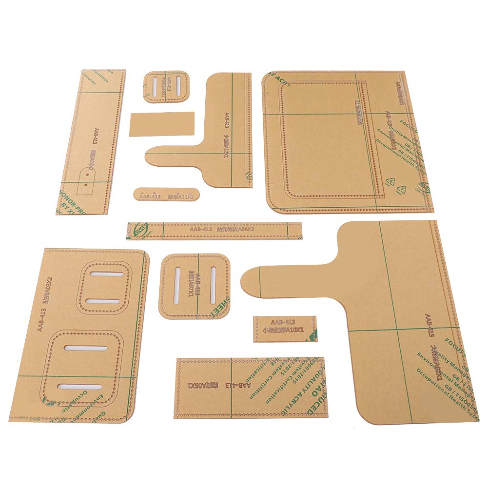 Plantilla acrílica para bolso de hombro de 12 piezas, suministros para manualidades con patrón de cuero, plantillas acrílicas transparentes para bolsas hechas a mano con múltiples