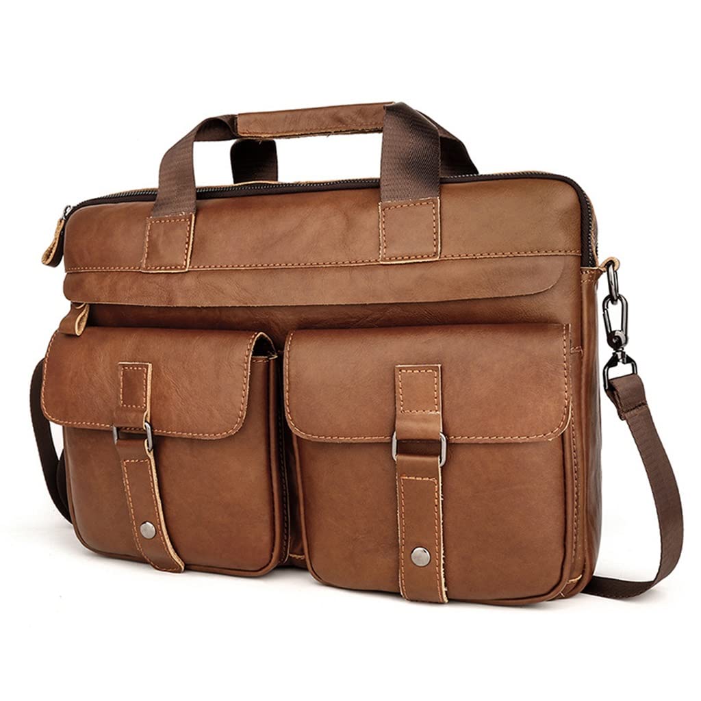 GSGRTYJIO Computer handbag European and American retro leather messenger shoulder bag men's briefcase business(E)