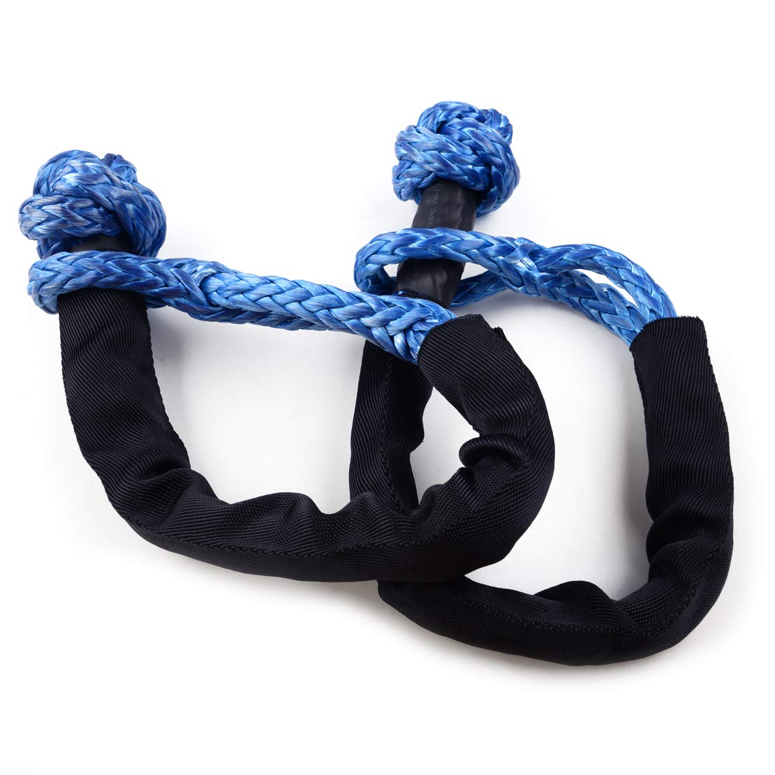 beler 2pcs Blue Flexible Synthetic Soft Shackle Winch Rope Towing Recovery Straps 35000LB 16T