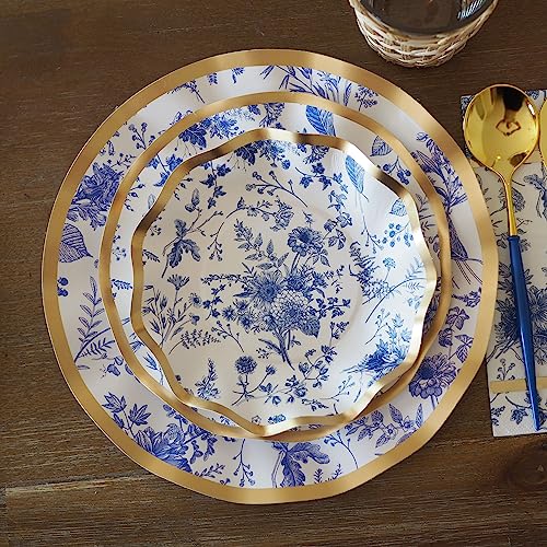 Sophistiplate 64 Piece Table Setting Kit, Elegant Disposable Paper Plates, Includes 8 Dinner Sized Plates, 8 Salad Plates, & 8 App Plates, 20 Cocktail Napkins, 20 Guest Napkins, Timeless #TOP4