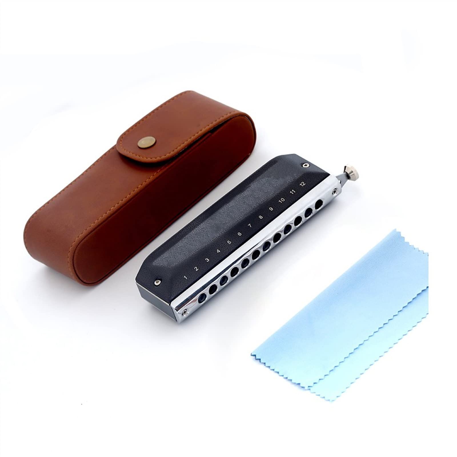 Armonica A Bocca Professionale Armonica Cromatica Esecutore 12 Fori 48 Tono Armonica A Bocca Chiave di Strumenti Musicali CA (Color : BK Key-A)