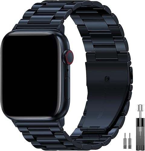 EPULY Compatible con Apple Watch Band de 1.929 in 1.772 in 1.732 in 1.654 in 1.614 in 1.575 in 1.496 in, correa de metal de acero inoxidable para