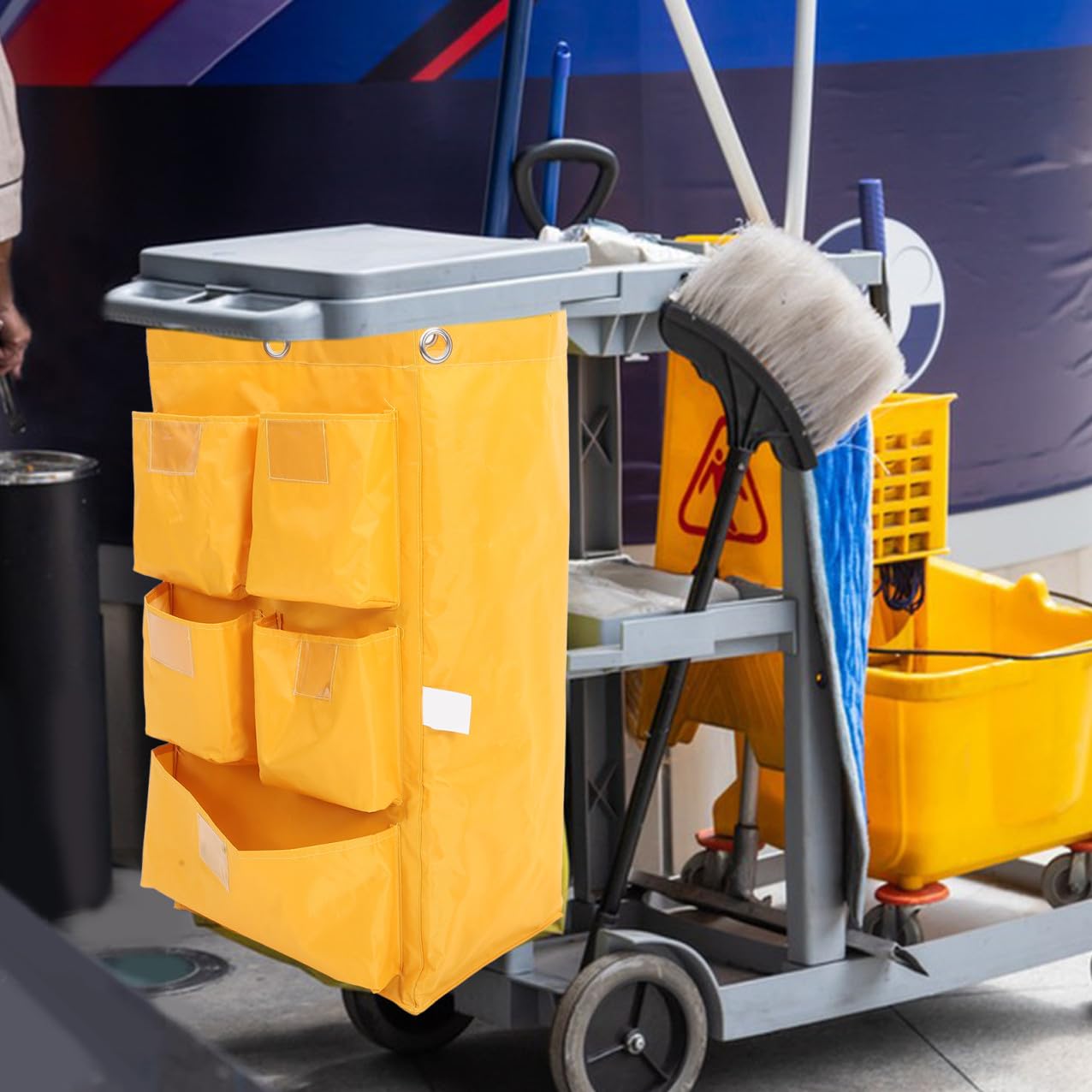 Bolsa para Carro de Limpieza Paño Durable y Cierre Seguro, Adecuado para Limpieza en Entornos Comerciales y Hoteleros