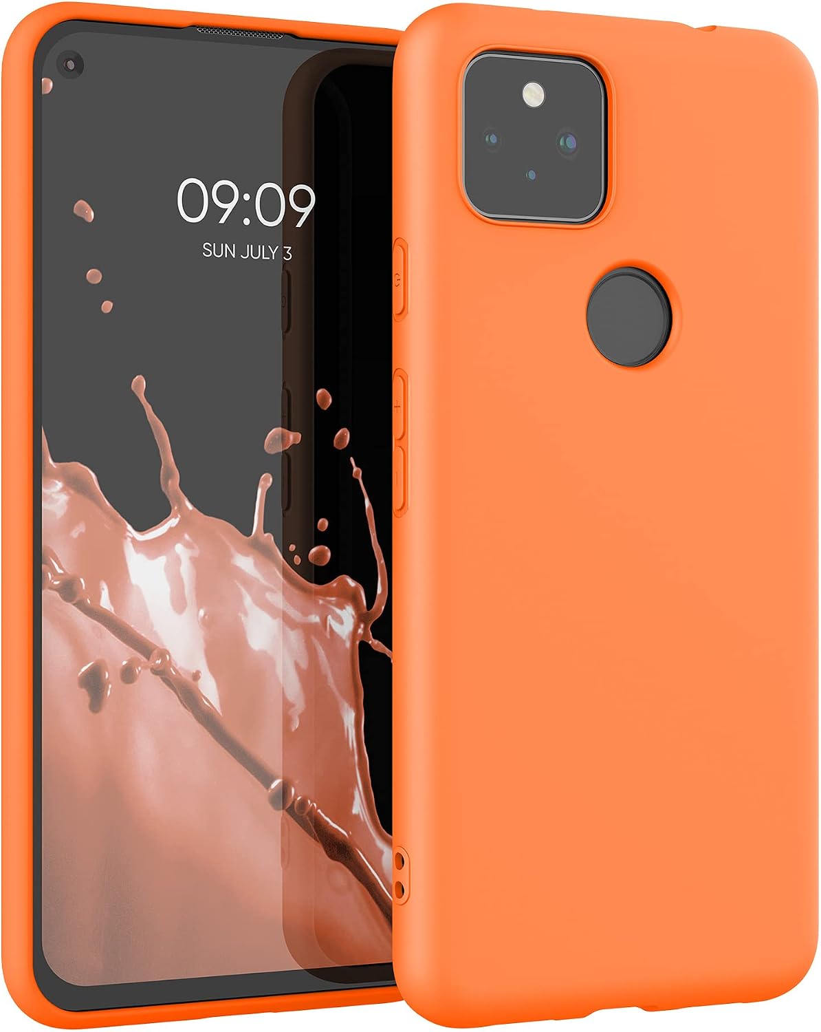 kwmobile Case Compatible with Google Pixel 5a 5G Case - Soft Slim Protective TPU Silicone Cover - Fruity Orange