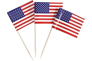 100 Pack USA American Flag US Toothpick Flags, Cocktail Picks Mini Stick...