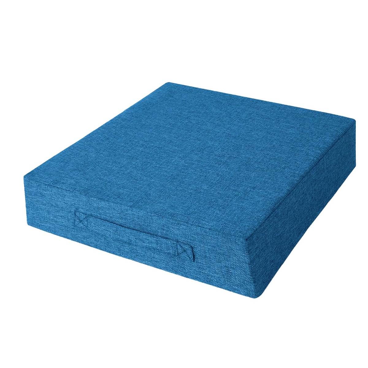 Coussin rehausseur 50x50 cm bleu antidérapant avec poignée pour chaise