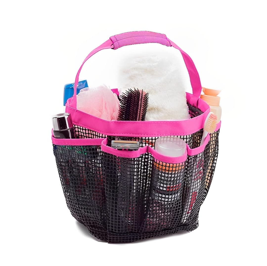 Mesh Shower Caddy Portable Shower Tote Bag with 8 Pockets Large Capacity Bathroom Organizer Hanging Bath Basket Storage