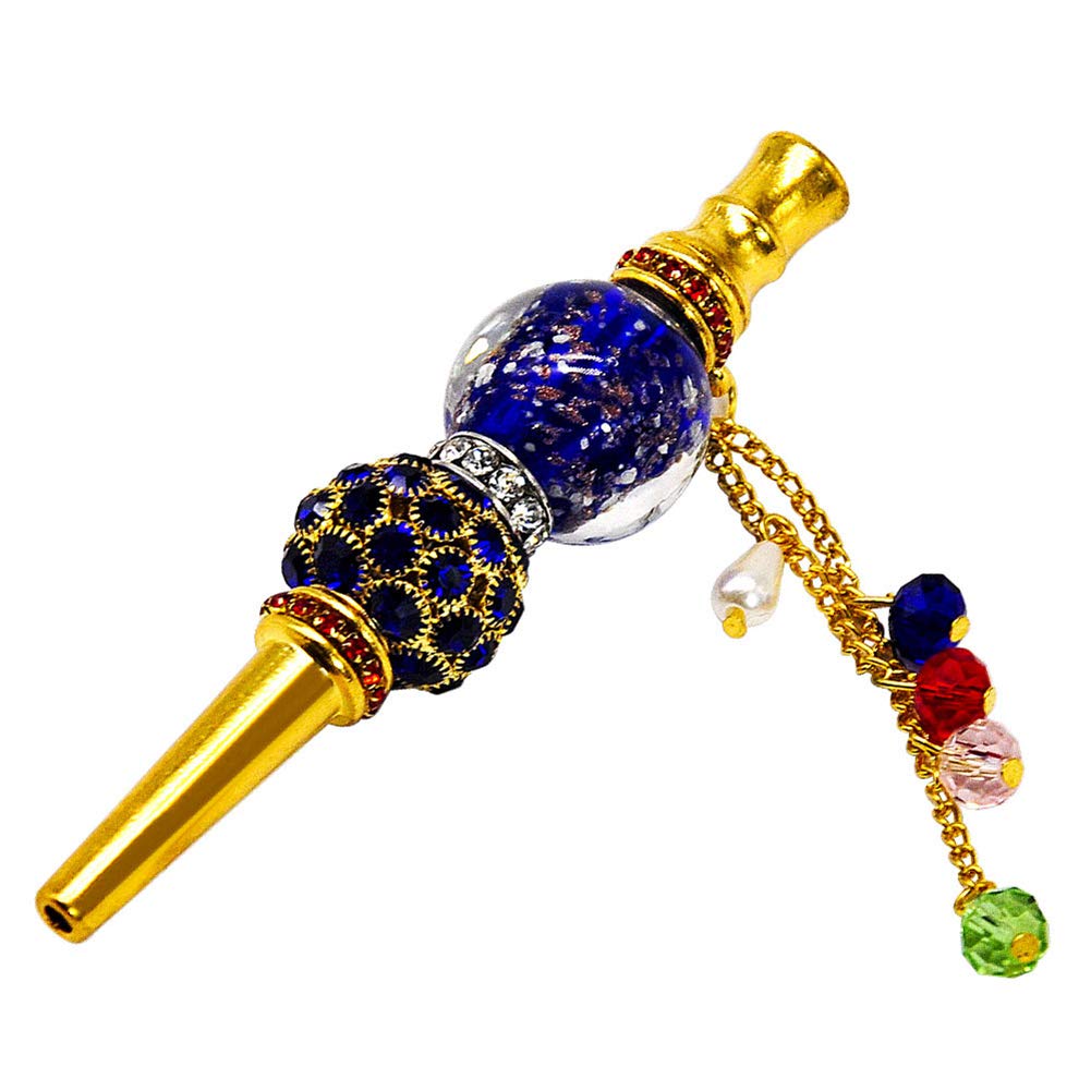 Metallic Diamond Hookah Tips Shisha Hose Mouth Tips Cigarette Holder, Drip Tips Hookah Beads Assembled Luminous Hookah Accessories Shisha Narguile Hose,B