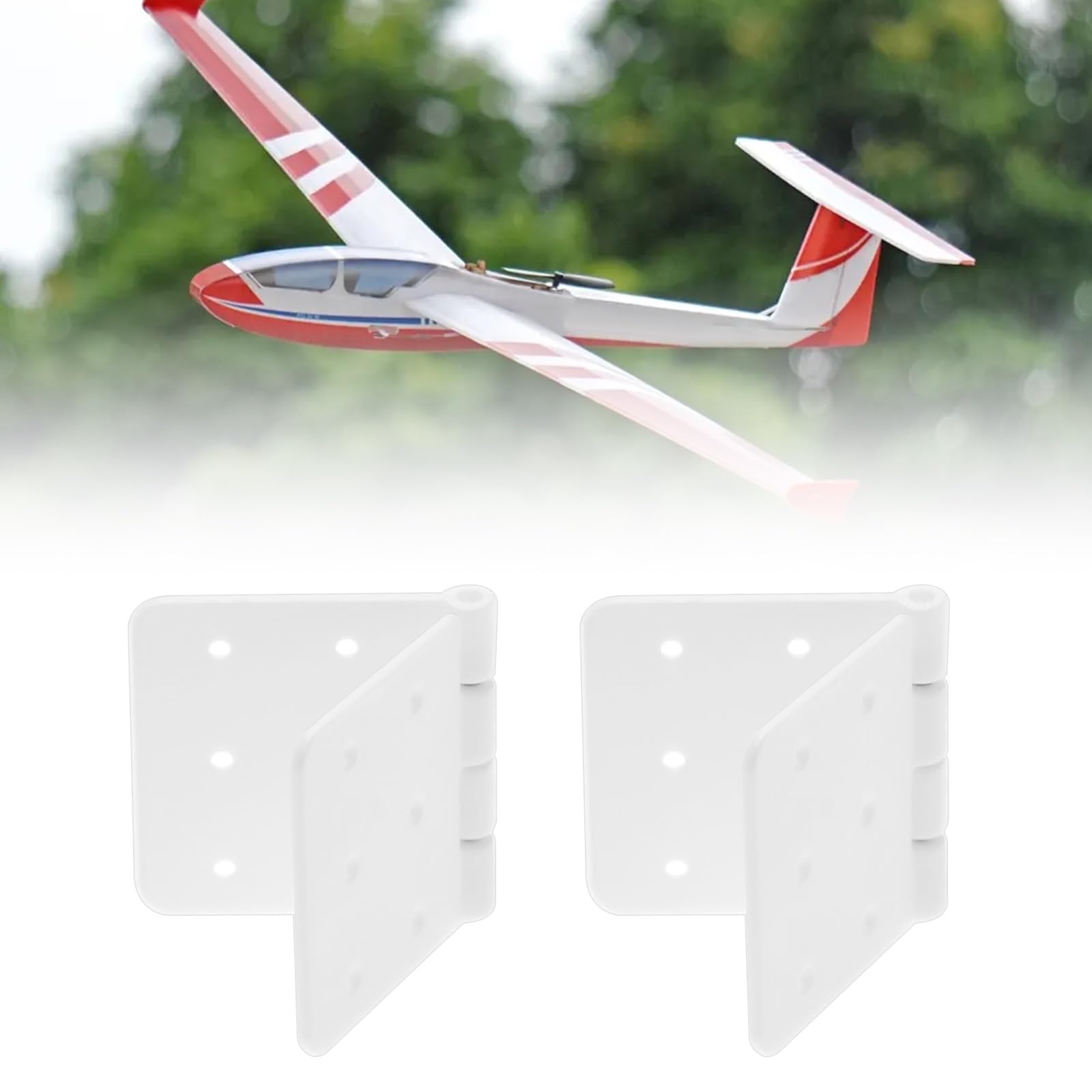 30 bisagras de avión RC de 36 x 20 mm, bisagras rectangulares plegables de plástico para bricolaje, modelos de avión, reemplazos, color blanco
