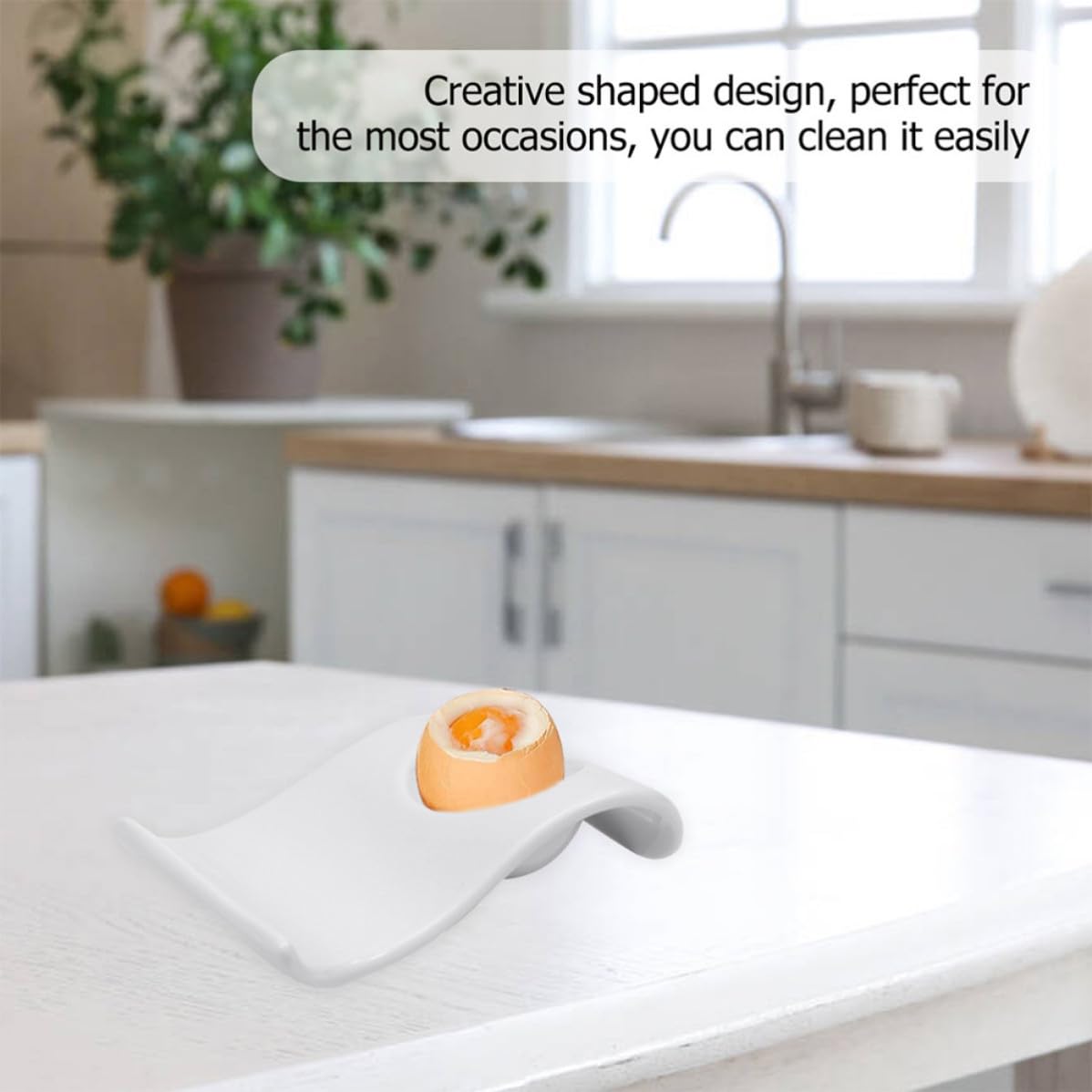 EXCEART 6 Coquetiers en Céramique Blanche Modernes et Élégants, Plateau de Service pour Œufs Lot de 6 Pièces Pratiques pour Petit-déjeuner et Apéritifs