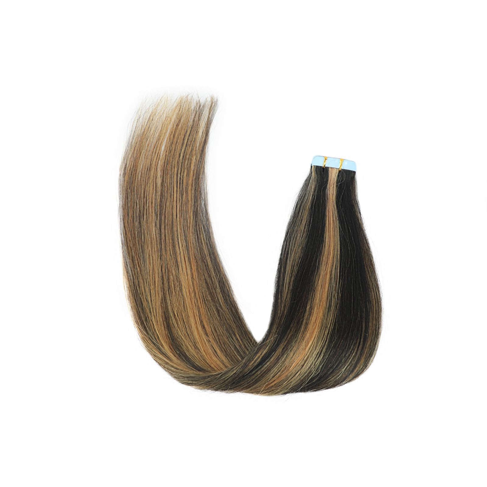 Tape in Hair Extensions Straight 1b/613 Highlight Black to Blonde Thick Remy Tape in Hair Extensions Human Hair 100% Real Human Hair 20pcs 20 inch - Image 2