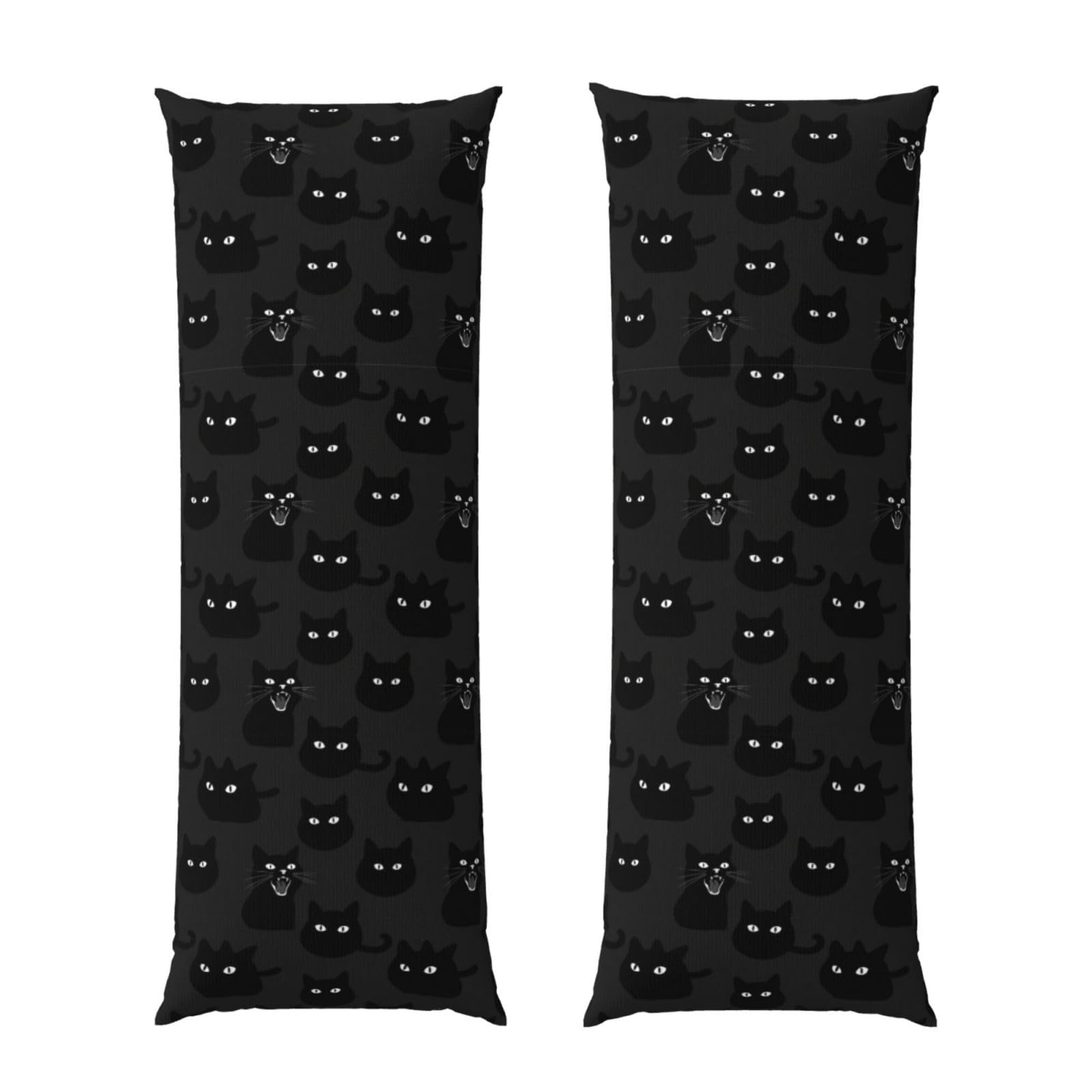Body Pillow Cover 20x60 Black Cat, Plush Flannel Long Pillowcase with Zipper, Soft Cozy Cushion Protector, Wrinkle Free for Bed Sofa Home