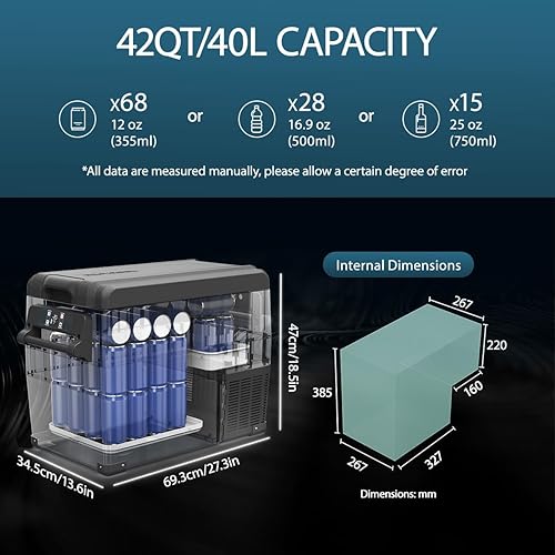 Miniatura 2 de Alpicool NCF45 - Refrigerador portátil para automóvil, 12 voltios, 42 cuartos de galón (40 litros) Refrigerador de automóvil de 12 V de enfriamiento