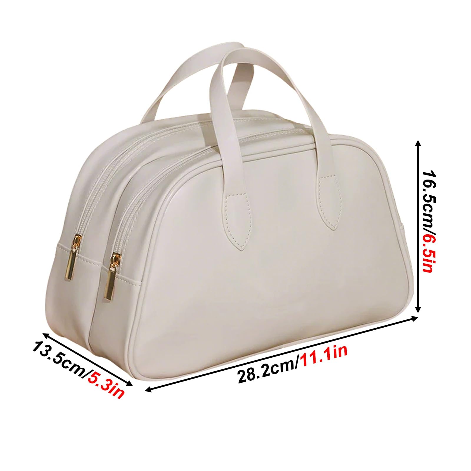 Borsa Porta Trucchi Portatile, Borsa da Toilette Trapuntata, in Similpelle PU Impermeabile, con Doppio Scomparto, Cuciture Precise e Robuste Maniglie per Il Trasporto