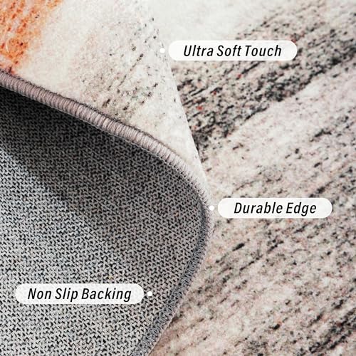 Carvapet 6x9 Brown Large Rugs for Living Room Bedroom, Washable Modern Abstract Low Pile Carpet with Rubber Backing, Foldable, Non Slip Thin Area Rug, Ultra Soft