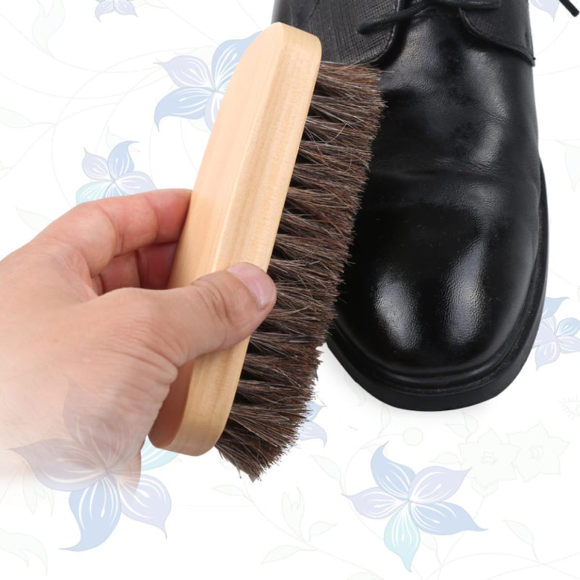 Wooden Cleaning Tool Horsehair Shoe Brush for Boots and Shoes