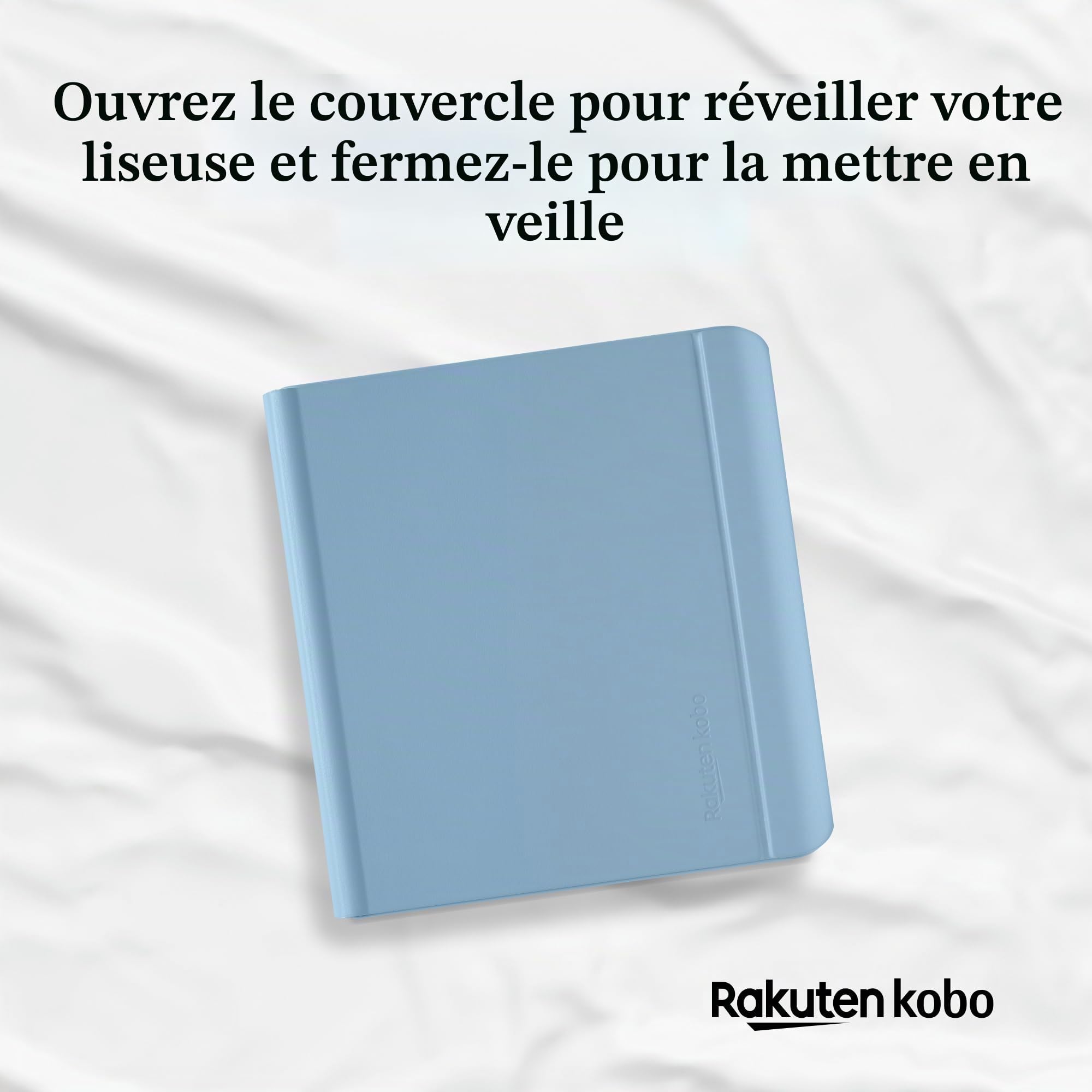 Étui SleepCover pour Kobo Libra Colour | Bleu Nuit | Technologie de Mise en Veille/réveil | Support intégré à 2 Positions | Cuir végan | Compatible avec la liseuse Kobo Libra Colour 7"
