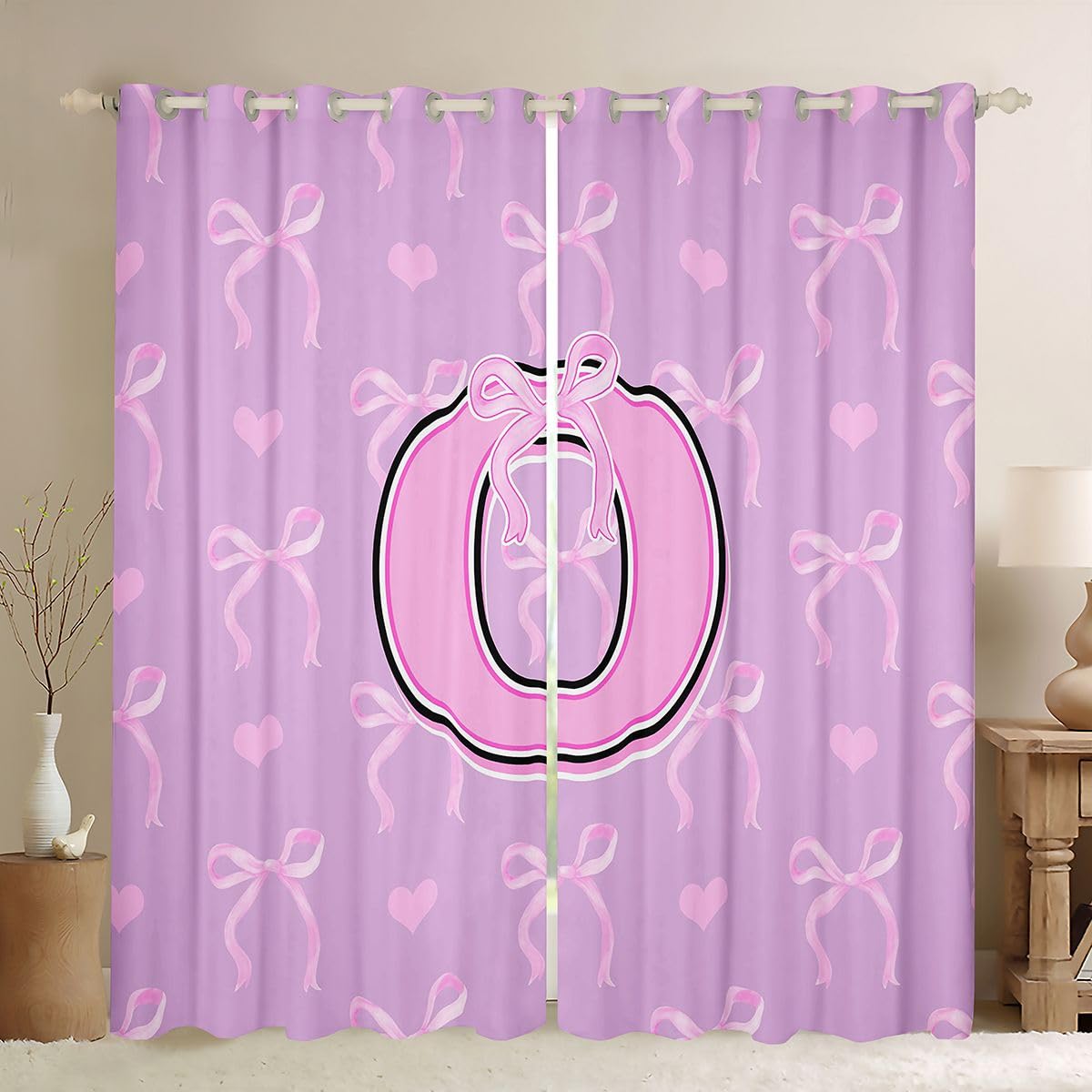 Rideau occultant violet et rose 117x137 cm Homewish à motifs nœuds coquets