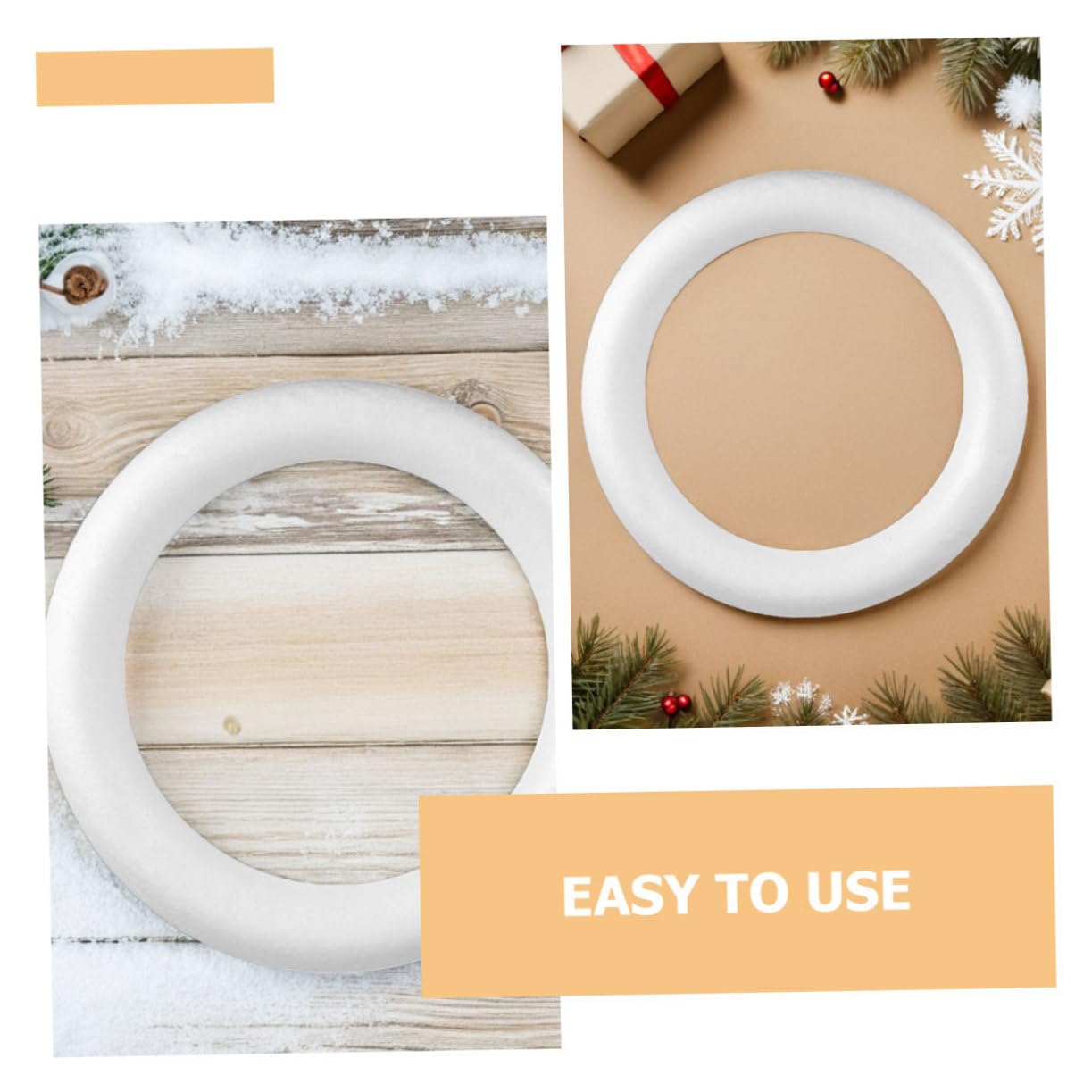ULTECHNOVO 3pièces Kit de Couronne de Noël Cercles Mousse pour Loisirs Créatifs Décorations de Porte Entrée DIY Noël et Thanksgiving