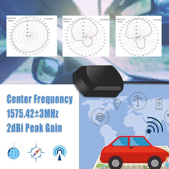 GPS Active Antenna Rectangular Shape SMA Connector Navigation Antenna Magnet Mount