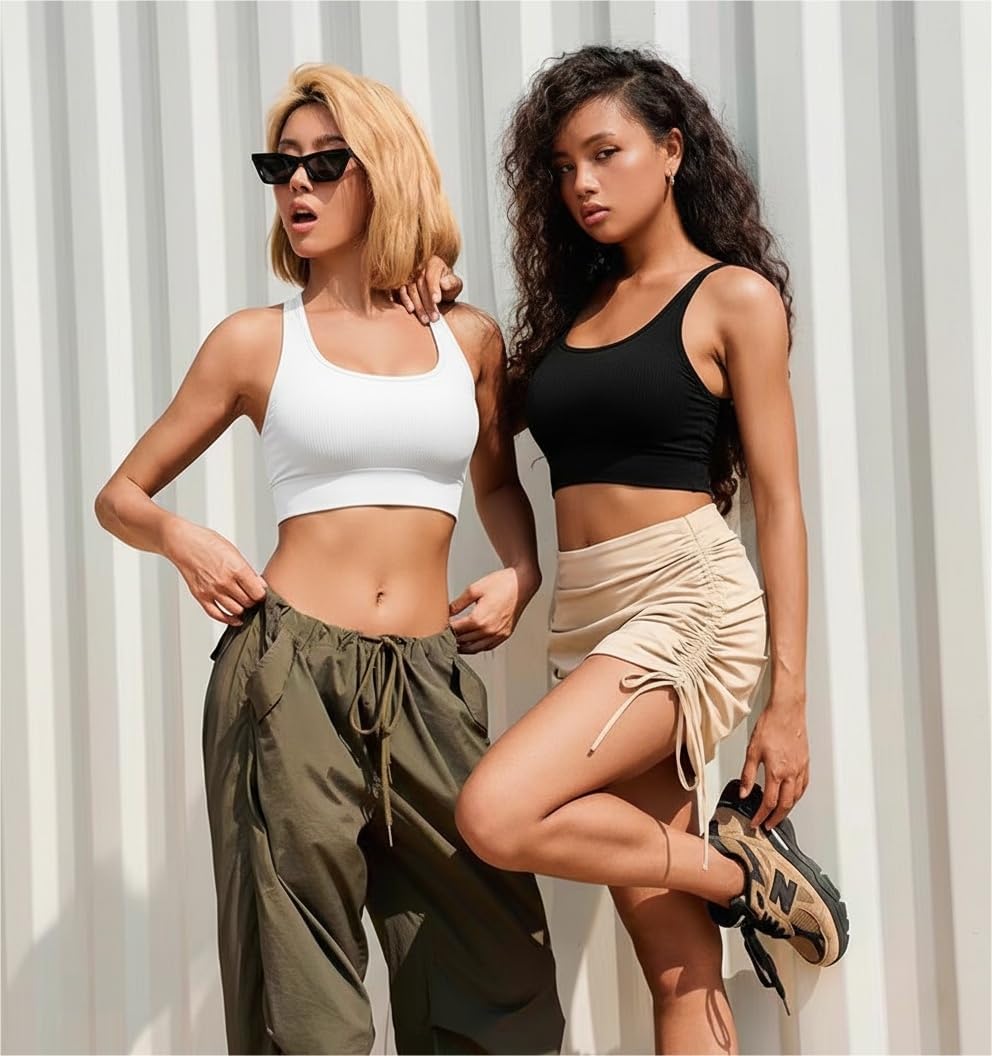 AMRIY Racerback Sports Bras for Women Medium Support Padded Bra Seamless Women's Sports Wireless Bra - Image 5