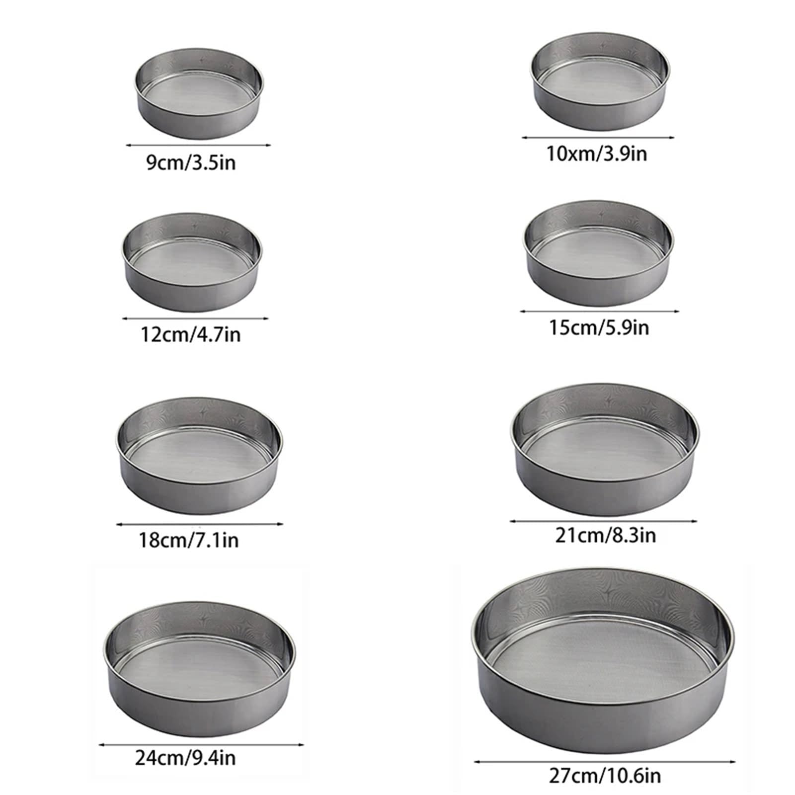 2 Pezzi da Cucina setaccio for Farina a Rete Ultrafine Rotondo Professionale for Zucchero in Acciaio Inossidabile colino for Dolci per Cucina(24CM)