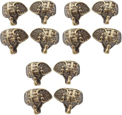 Craft Antique Elephant Bronze Jewelry Chest Box Wooden Case Feet 12 Piece