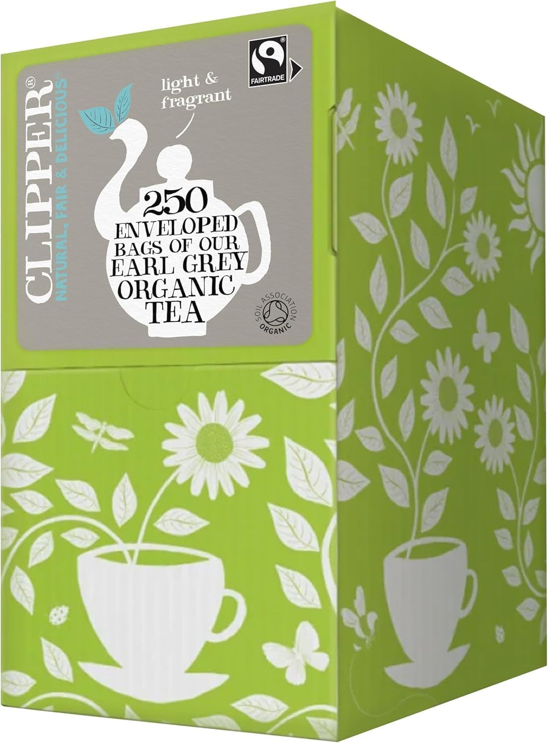 Clipper Organic Earl Grey Tea Bags Natural, Unbleached, Plant-Based Biodegradable & Non GM Teabags Eco Conscious, All Natural Tea Bags Individually Wrapped (250 Teabags)