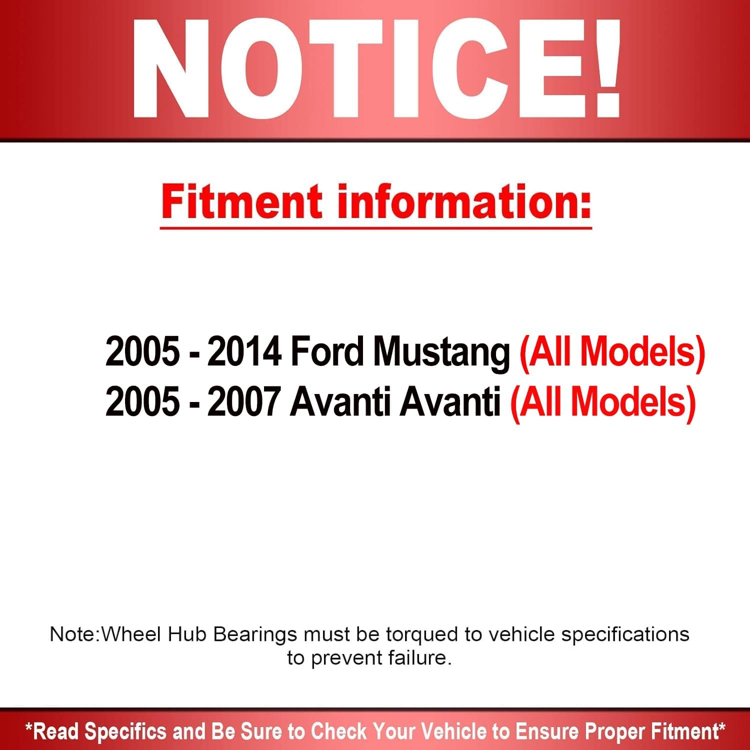 MotorbyMotor 513221 Front Wheel Bearing & Hub Assembly fits for 2005-2014 Ford Mustang, 2005-2007 Avanti Avanti Wheel Hub Bearing Assembly 5 Lugs with ABS