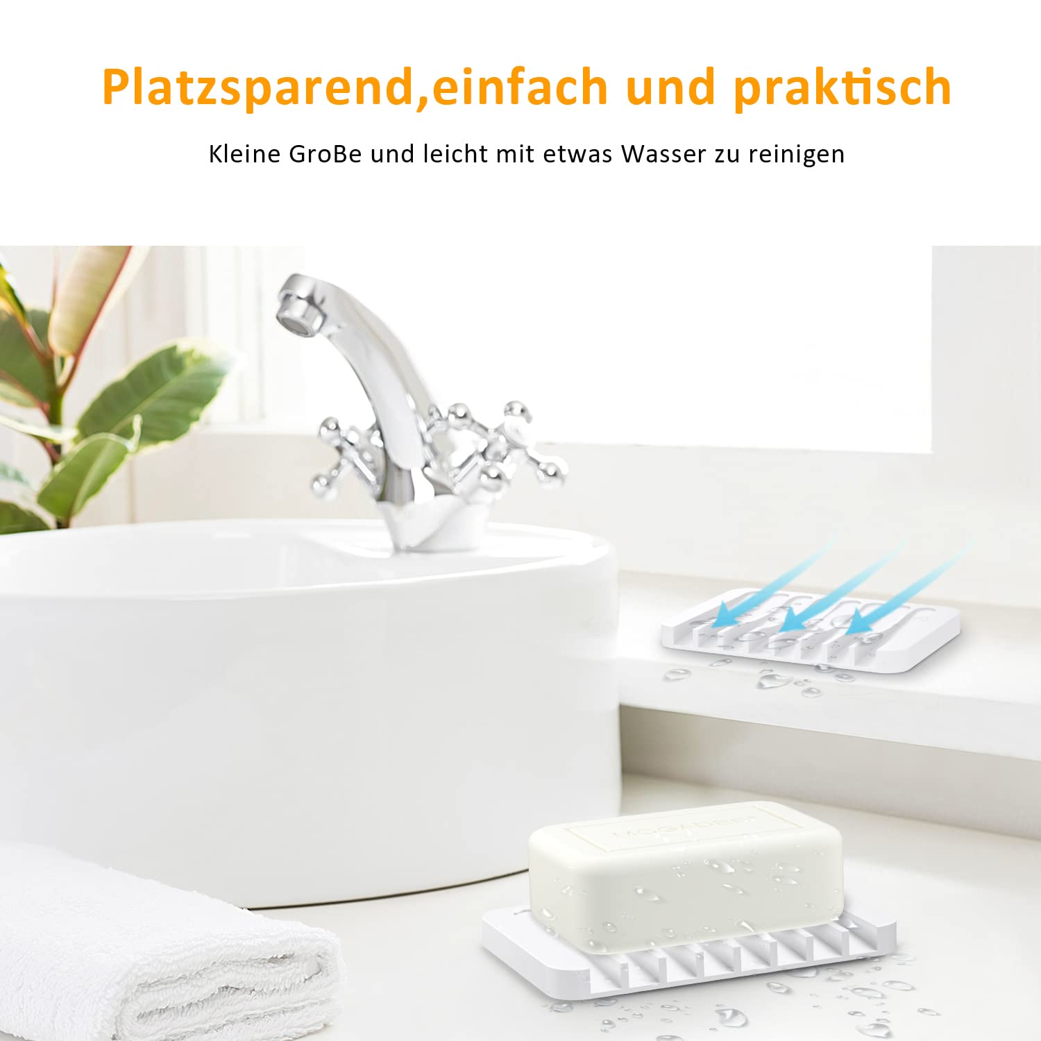 Set 2 Portasapone In Silicone - Contenitore Antiscivolo, Asciugatura Rapida, Per Doccia O Lavandino, Nero - Foto 2