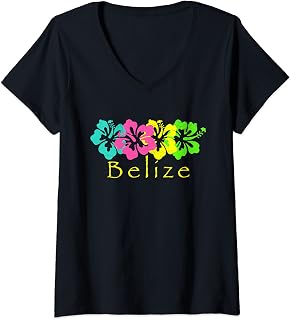 Womens Belize Tropical Beach T-Shirt / Belize Surf V-Neck T-Shirt