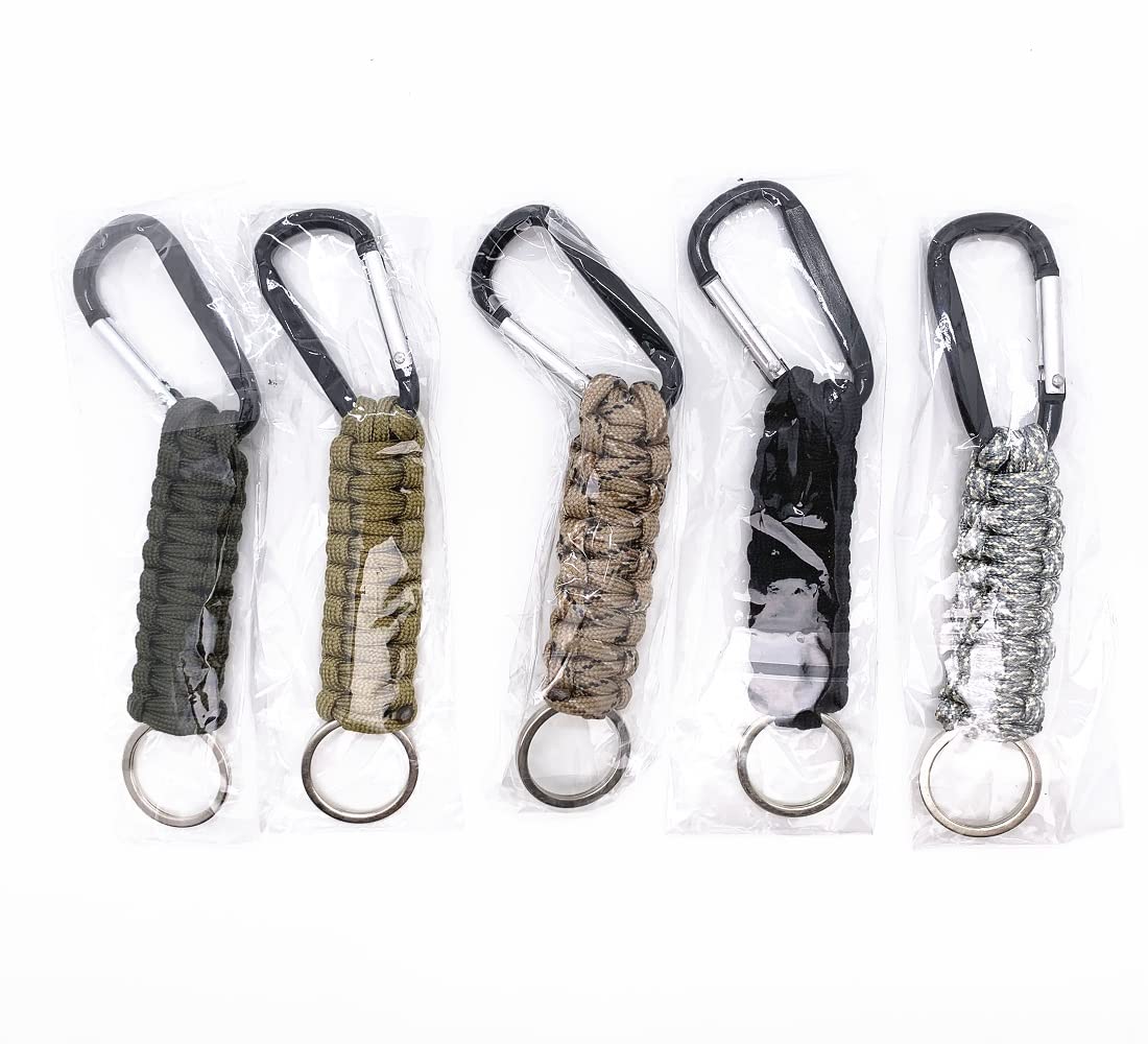 Amazon.co.jp: 5本のカラビナ付きパラコードキーチェーン ストラップ