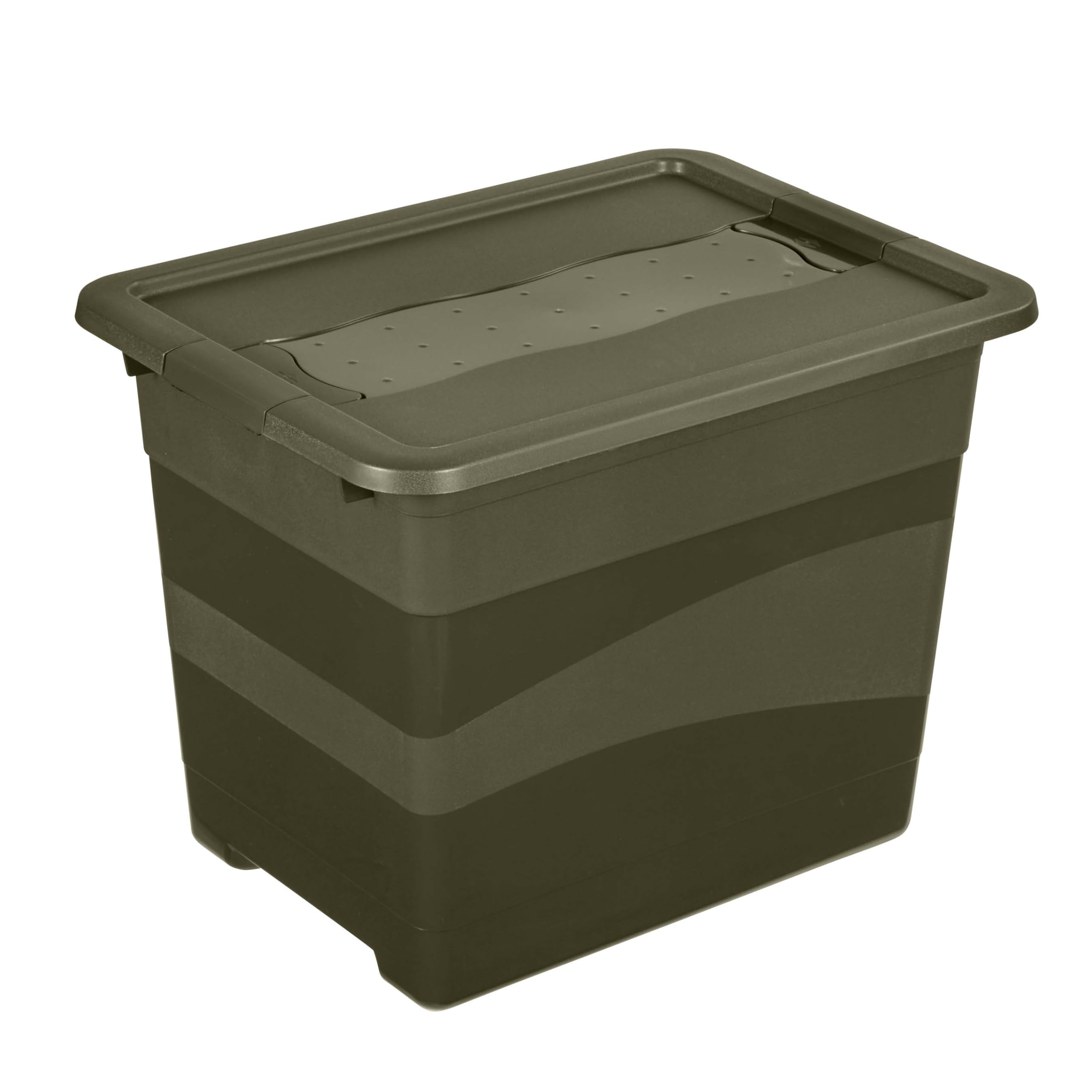 keeeper eckhart transport container with lid and sliding lock, 24 l, extra sturdy, 39.5 x 29.5 x 30 cm, olive green (Olive)