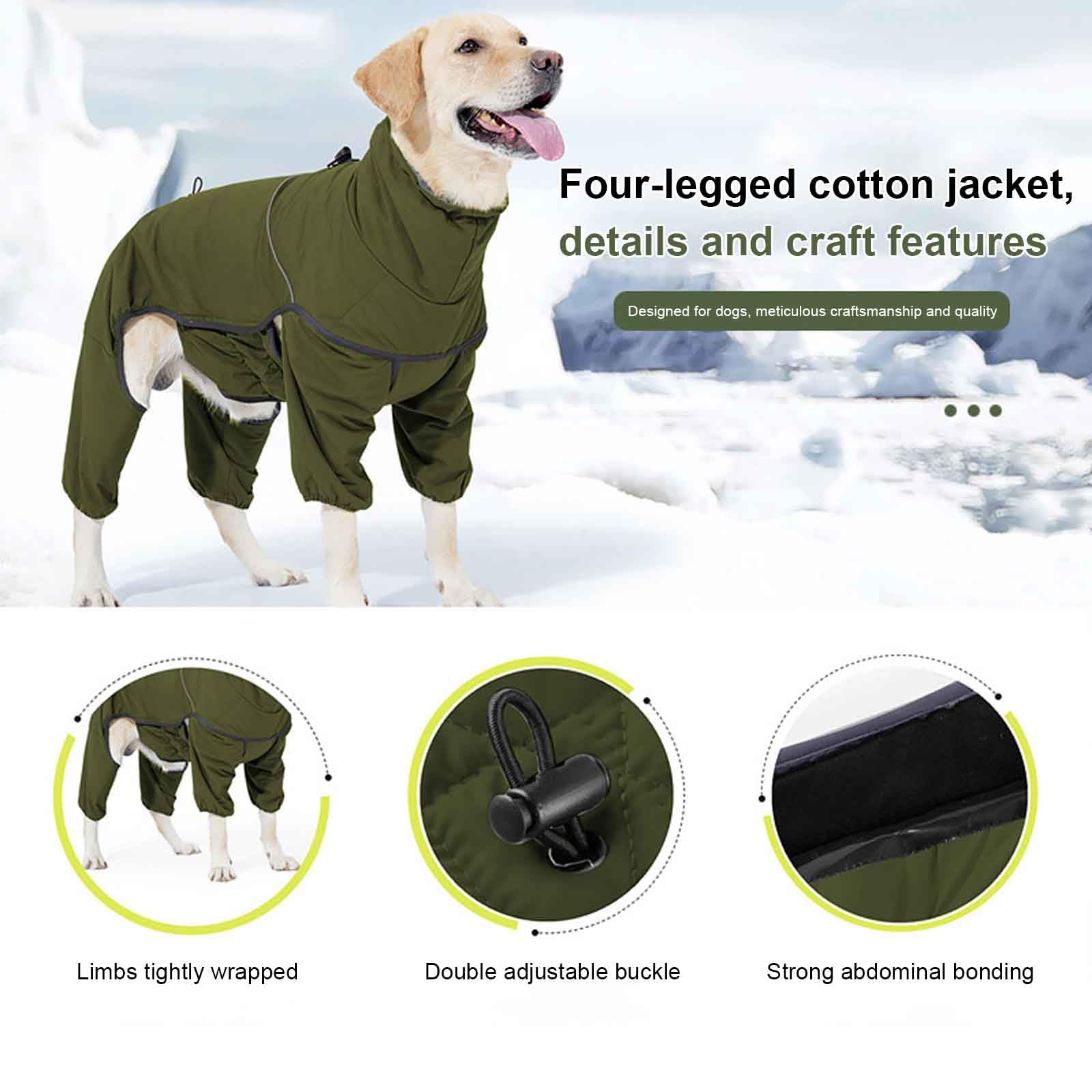 Veste matelassée imperméable pour chiens de taille moyenne et grande taille, design d'hiver réfléchissant, protection contre le froid avec jambes