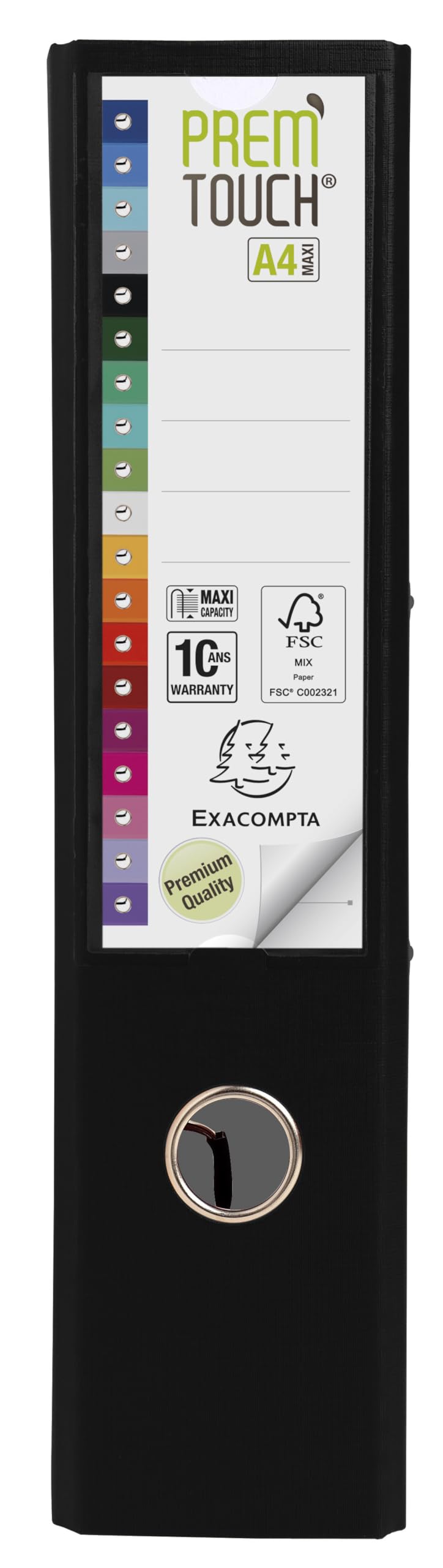 Exacompta 53341E 10er Pack Premium Kunststoff-Ordner Prem´Touch. 8 cm breit DIN A4 MAXI Ringordner Aktenordner Briefordner Büroordner Plastikordner Schlitzordner schwarz