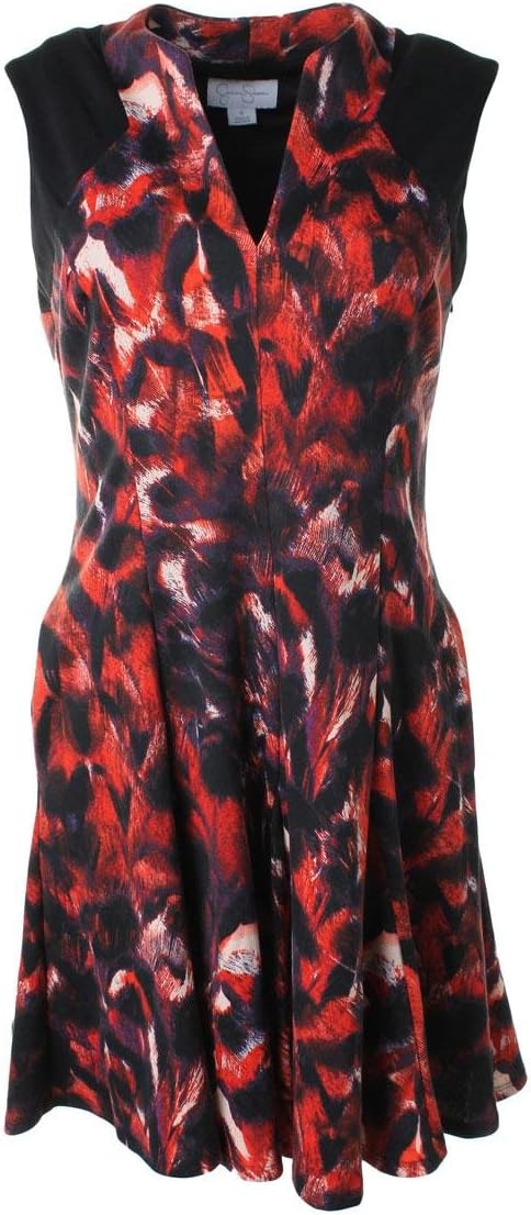 Jessica Simpson Women's Sleeveless Printed V-Neck Flare Dress