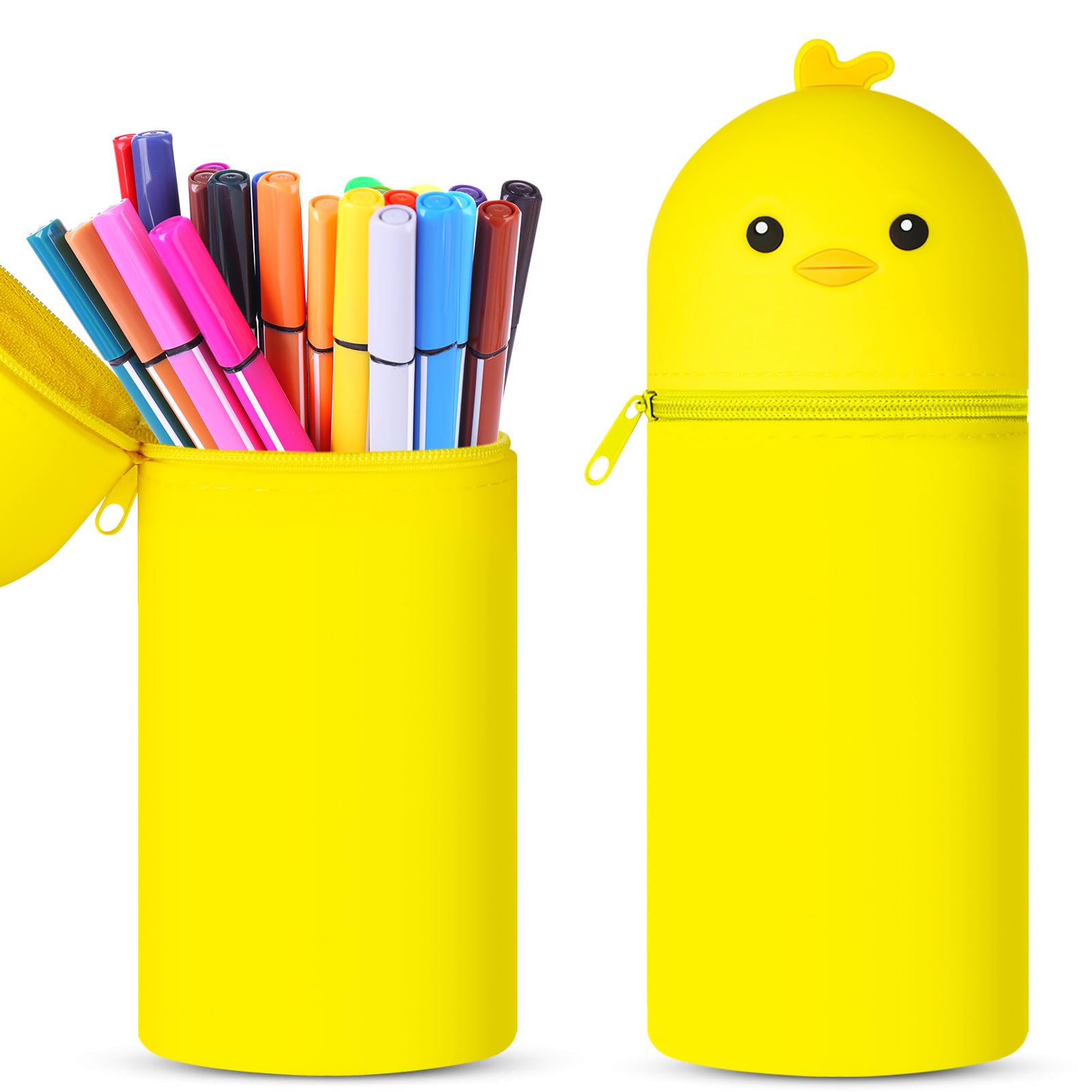 Vicloon Silikon Federmäppchen, Federtasche aus Weichem Silikon Federmappe, Teleskopisch Mäppchen Tiere Stifthalter, Pencil Case Schlampermäppchen Mädchen Junge Stiftemappe Wasserdichtes Silikontasche