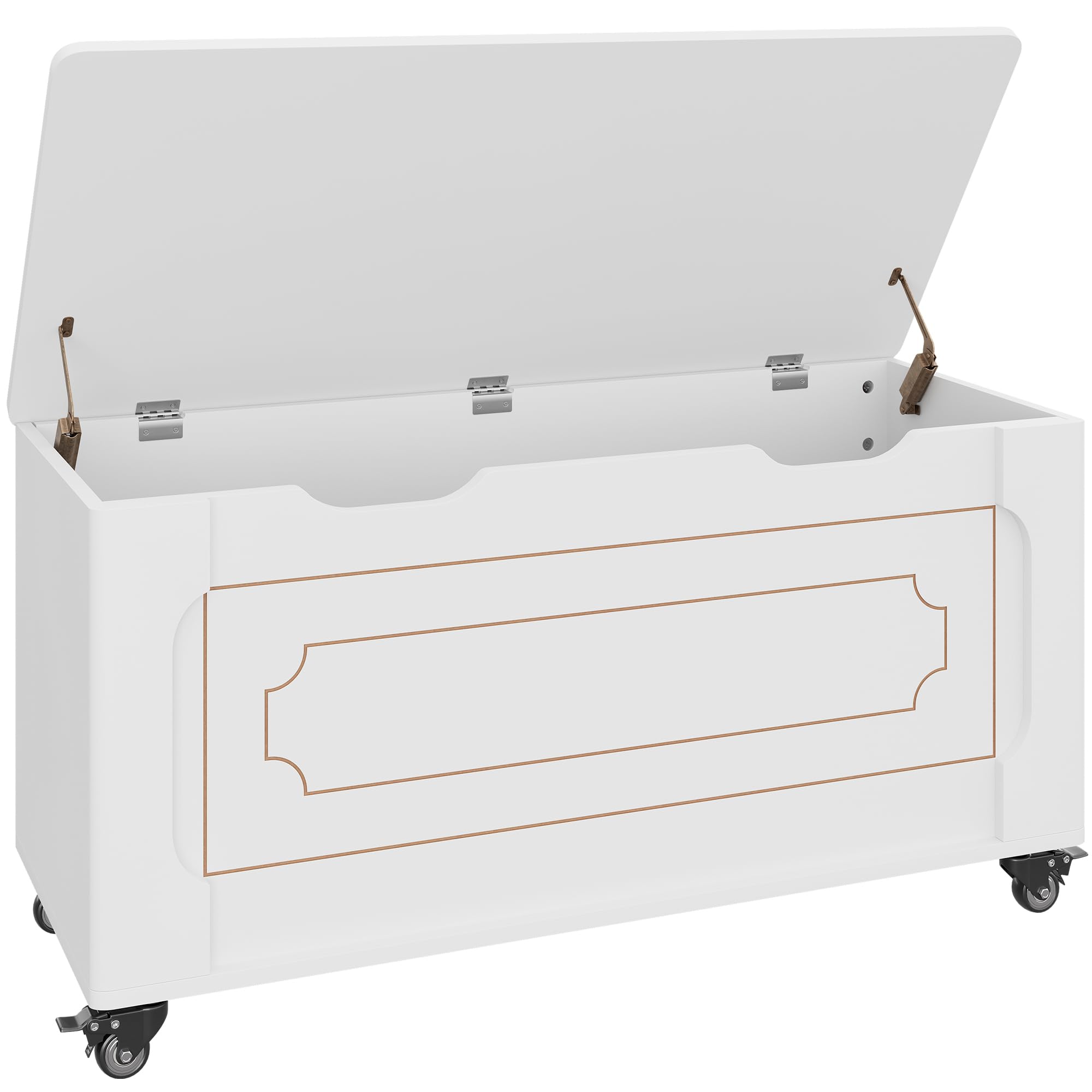Garvee Sitzbank mit Stauraum – 100 cm Holz-Aufbewahrungsbank mit Rollen, Sicherheits-Scharnieren, bis 160 kg belastbar, abgerundete Ecken & U-Ausschnitt – Moderne Truhe für Flur, Wohnzimmer