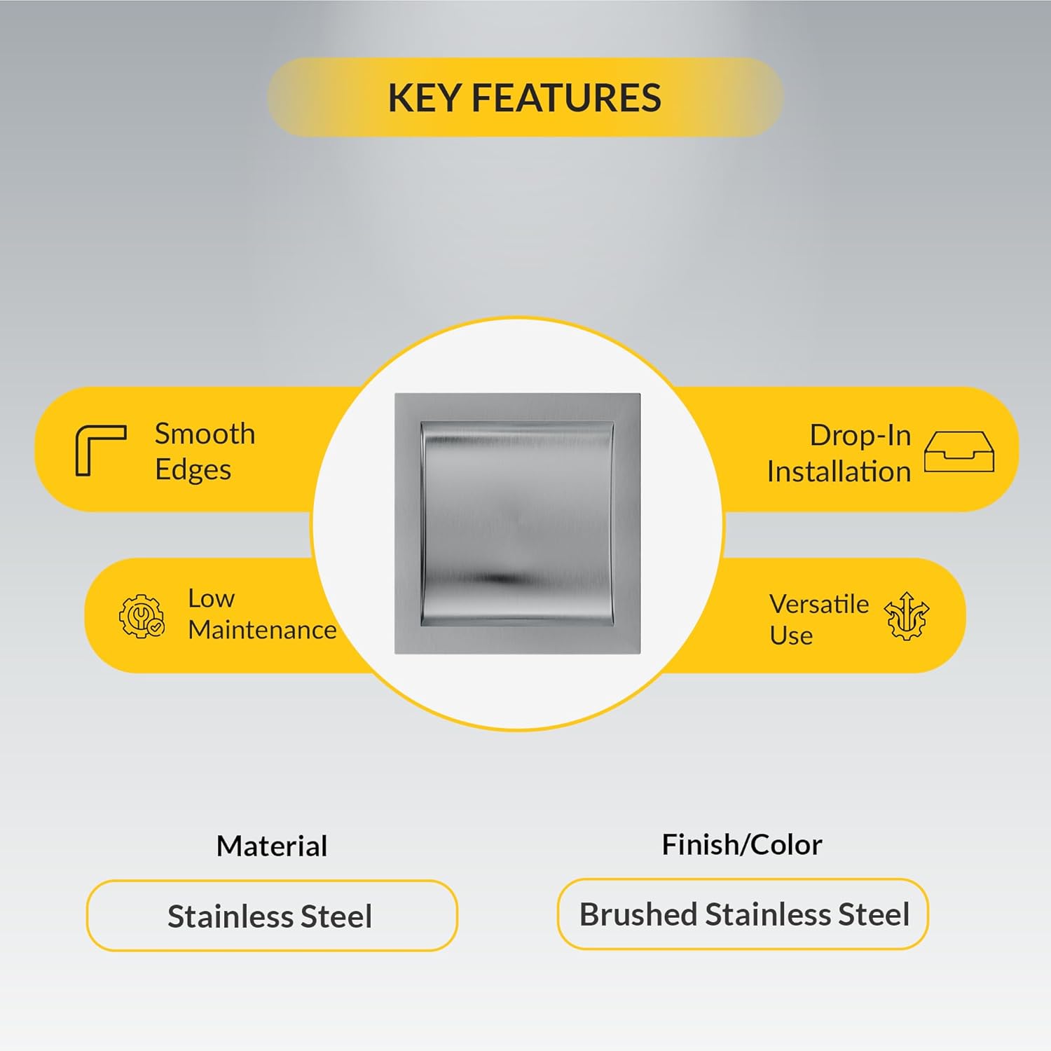Brixwell Standard Drop in Deal Tray, Stainless Steel Construction with Brushed Stainless Steel Finish, 8" Width x 10" Depth, 1-9/16" Height, Countertop Pass Through Cash Tray for Ticket Booths