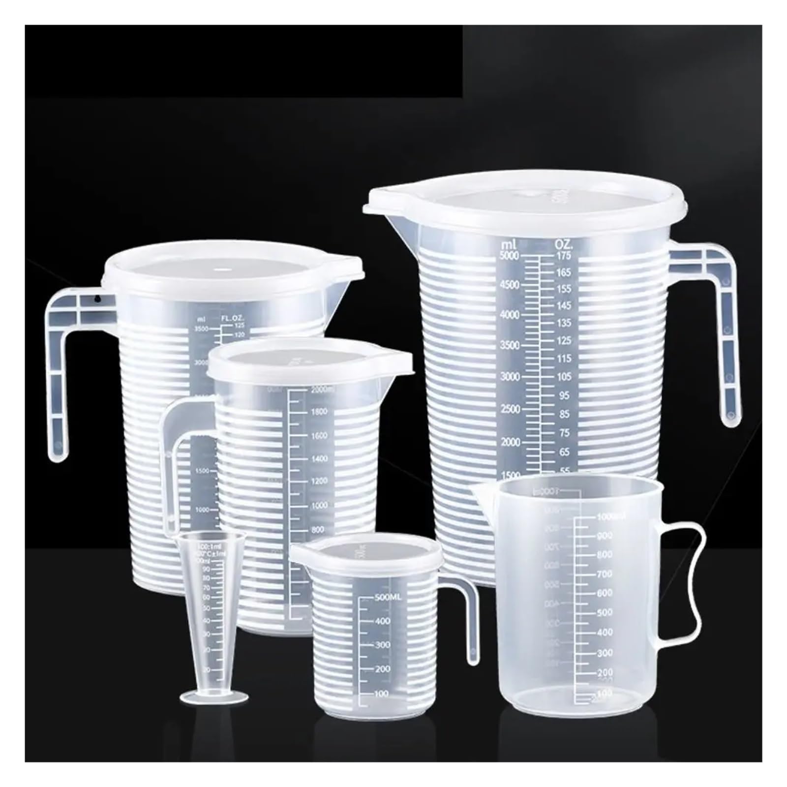 Vaso mezclador transparente, vaso medidor graduado, báscula de plástico, vaso de laboratorio con tapa, ideal for repostería.(3500ml)