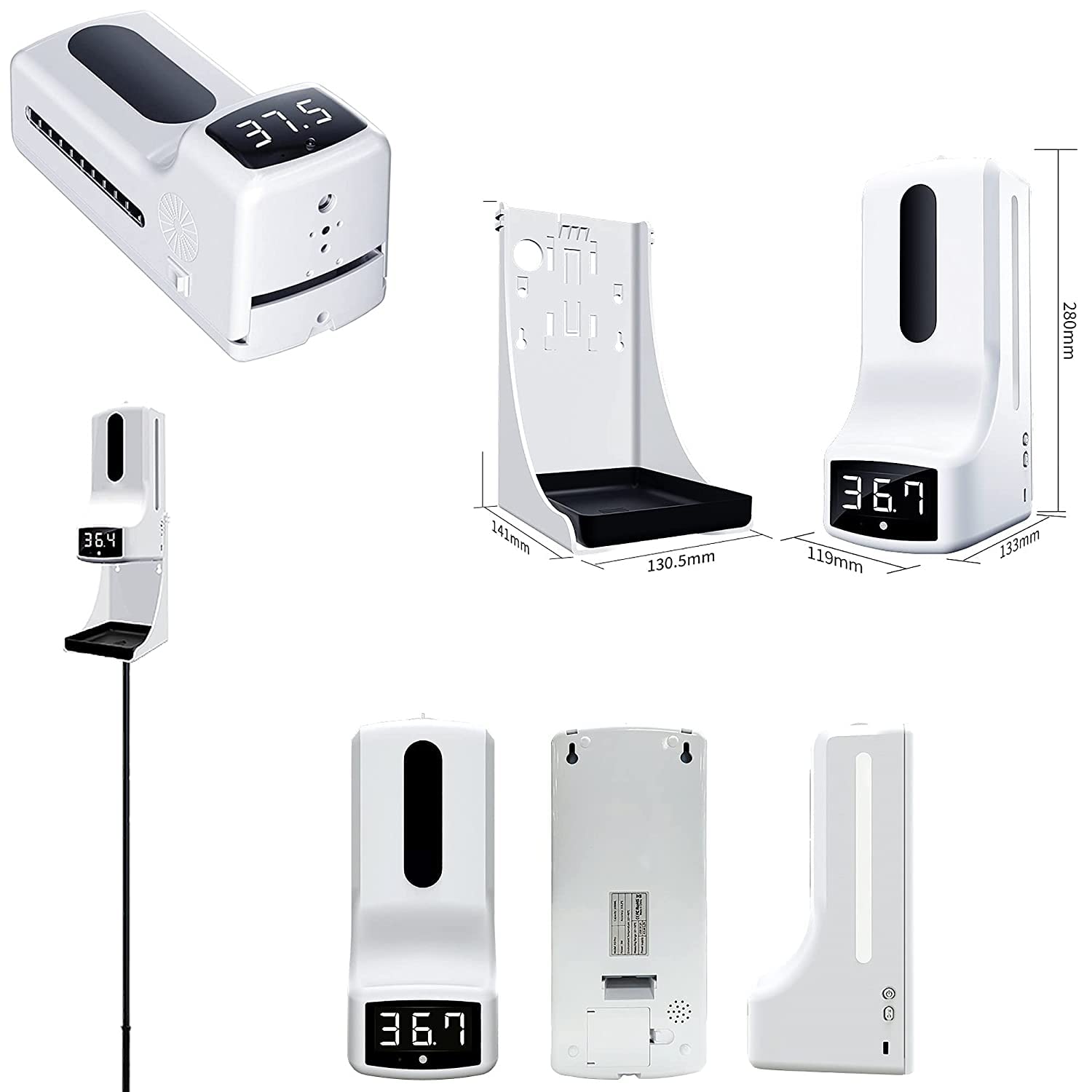 SIMPLETEK - Termoscanner a Infrarossi con Piantana Regolabile e Dispenser Gel Igienizzante Mani | Rilevamento Automatico Temperatura Corporea