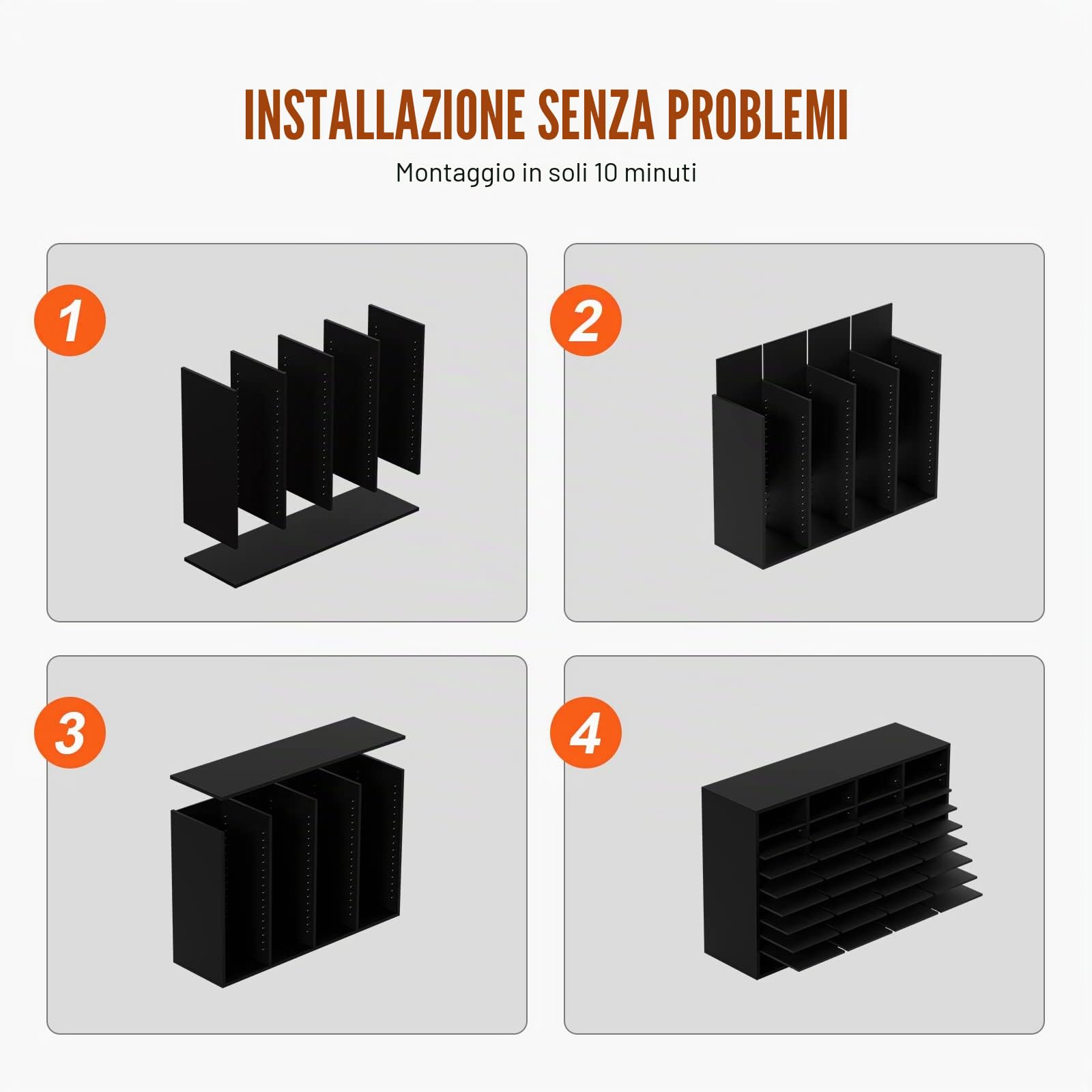 VEVOR Organizzatore per Documenti in Legno 36 Scompartimenti Nero Carico Singolo 10kg Rimovibili e Regolabili, Portadocumenti 99,7 x 30,5 x 68 cm per Libri Documenti Fumetti Moduli 36 Scompartimenti
