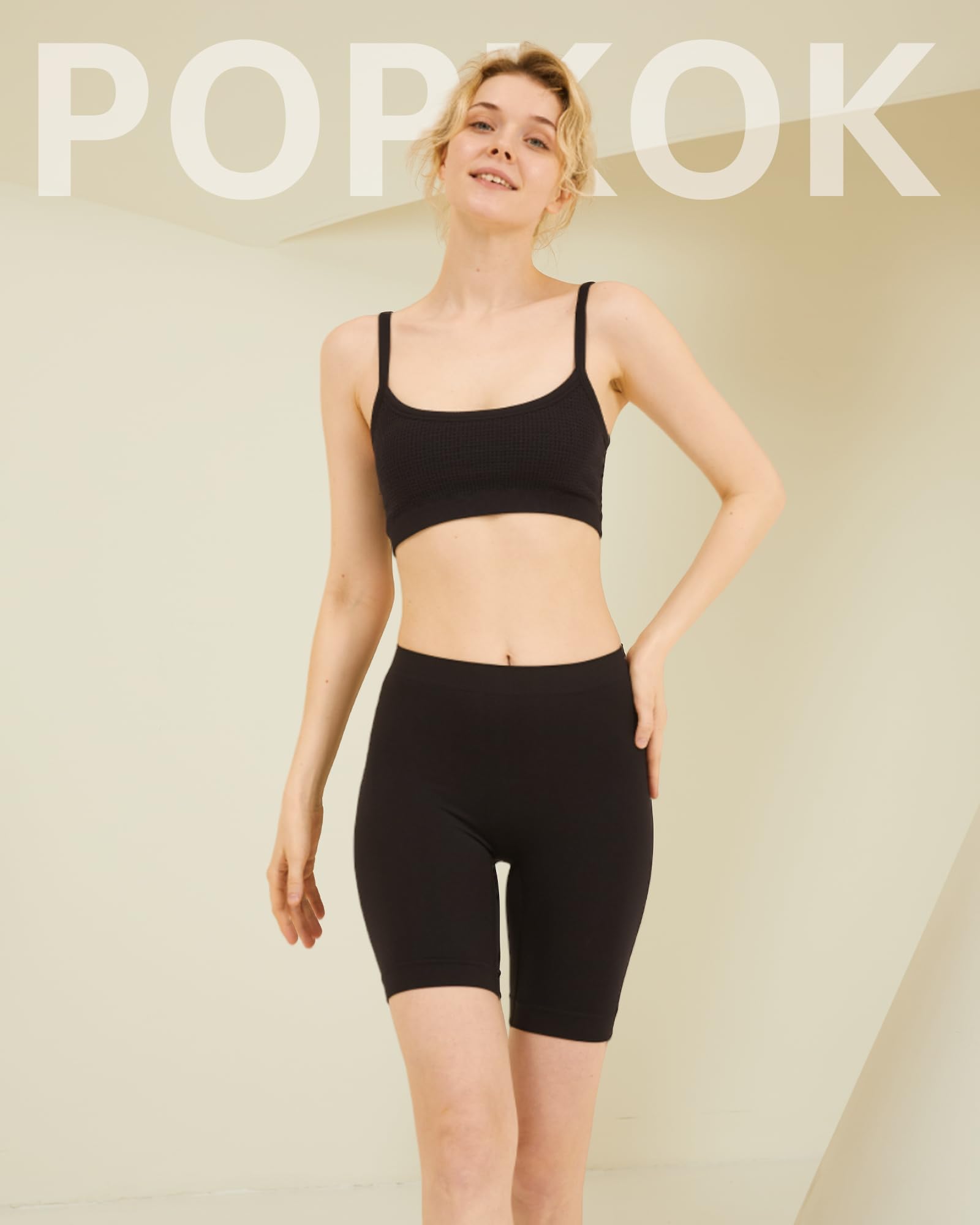 POPKOK Radlerhose Damen Kurz für Kleid Anti Scheuern Unterhosen Slip Shorts 3er-Pack