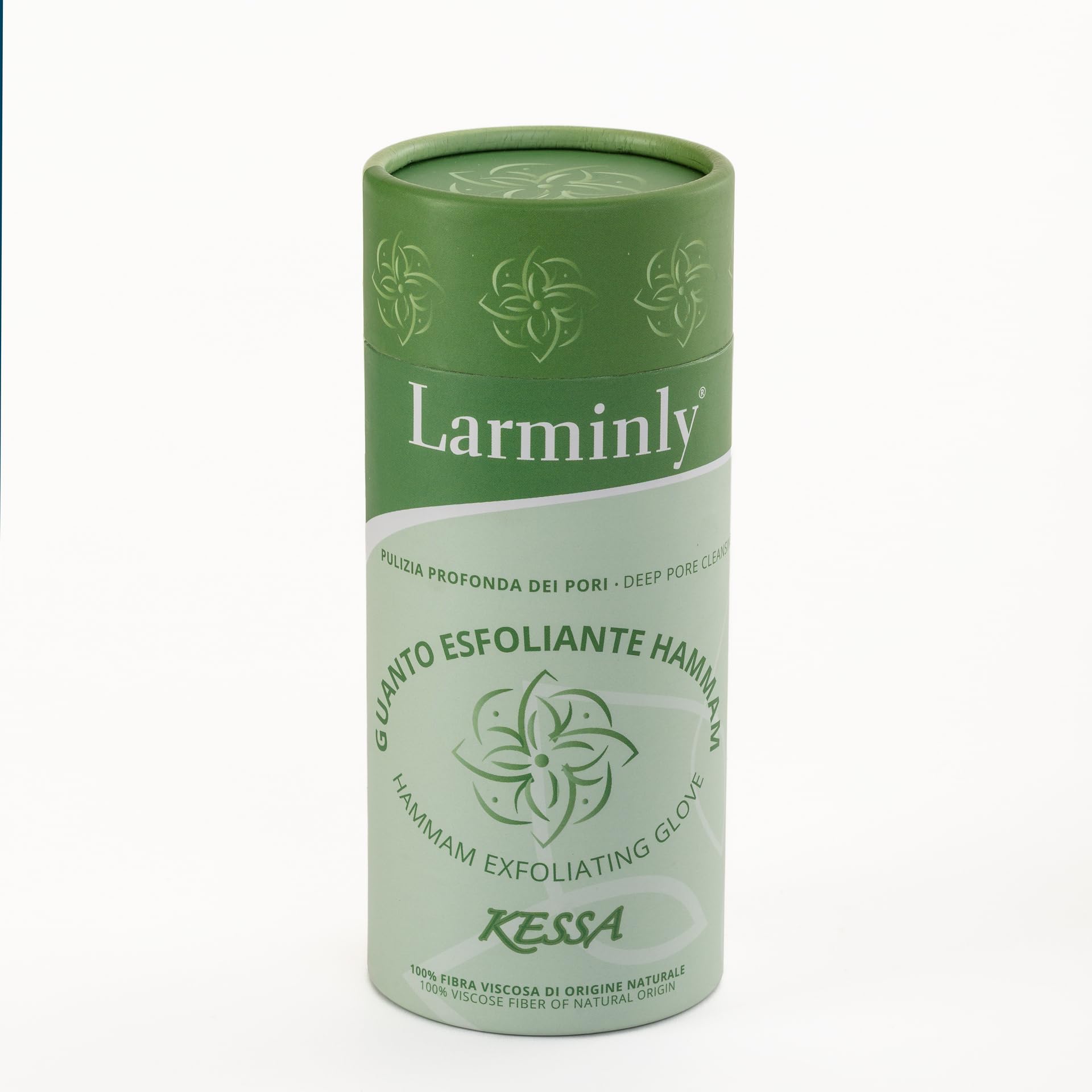 Larminly Guanto Esfoliante Corpo Kessa Hammam 100% viscosa di origine naturale, set 2 pezzi scrub corpo 250D rugosità alta e peeling viso 120D rugosità delicata.