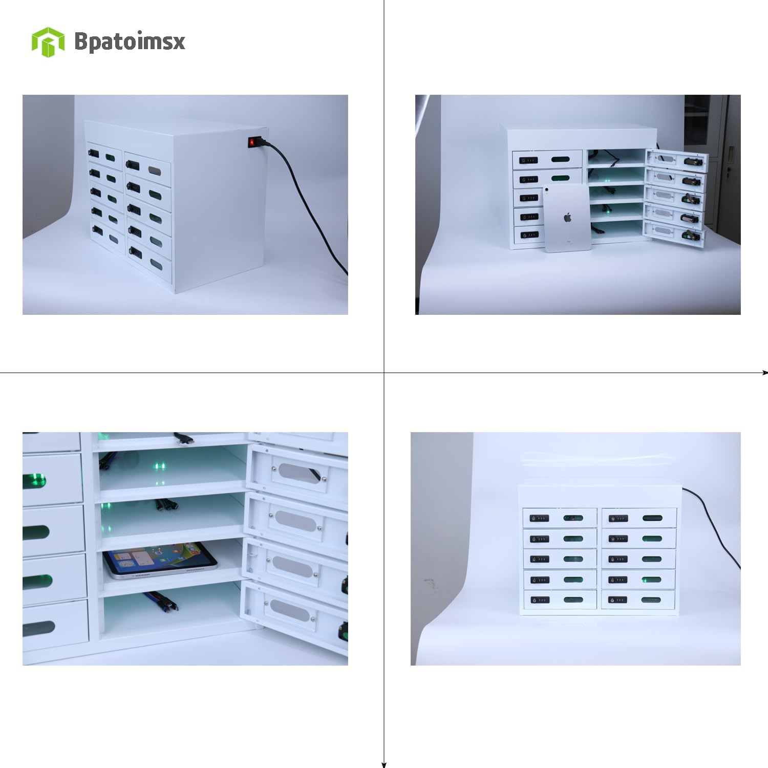 Steel Tablet Charging Cabinet Lockers with 10 Individual Compartments for iPad Tablet - Combination Locks & Built-in Type-C Charging Cords-Storage Solution for Schools, Libraries & Educational