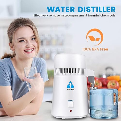 Vista 2 de DC HOUSE 1 Gallon Water Distiller Machine, 750W 4L Pure Distilled Water Maker Machine for Home Countertop Table Desktop, Drinking Purifier for Home
