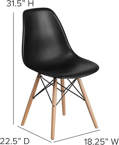 Miniatura 3 de Flash Furniture - Paquete de 2 sillas Elon Series de plástico negro con patas de madera Negro -,Gris (Moss