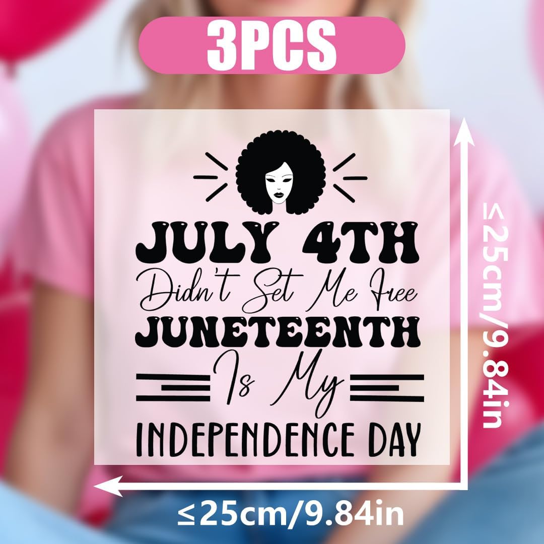 3pcs July 4th Didn't Set Me Free Juneteenth, Fourth of July Iron on Transfer Vehicle Iron on Decals Heat Transfer Sticker Patch for T-Shirt Clothing Jeans Backpacks Pillow DIY Decoration (P1)